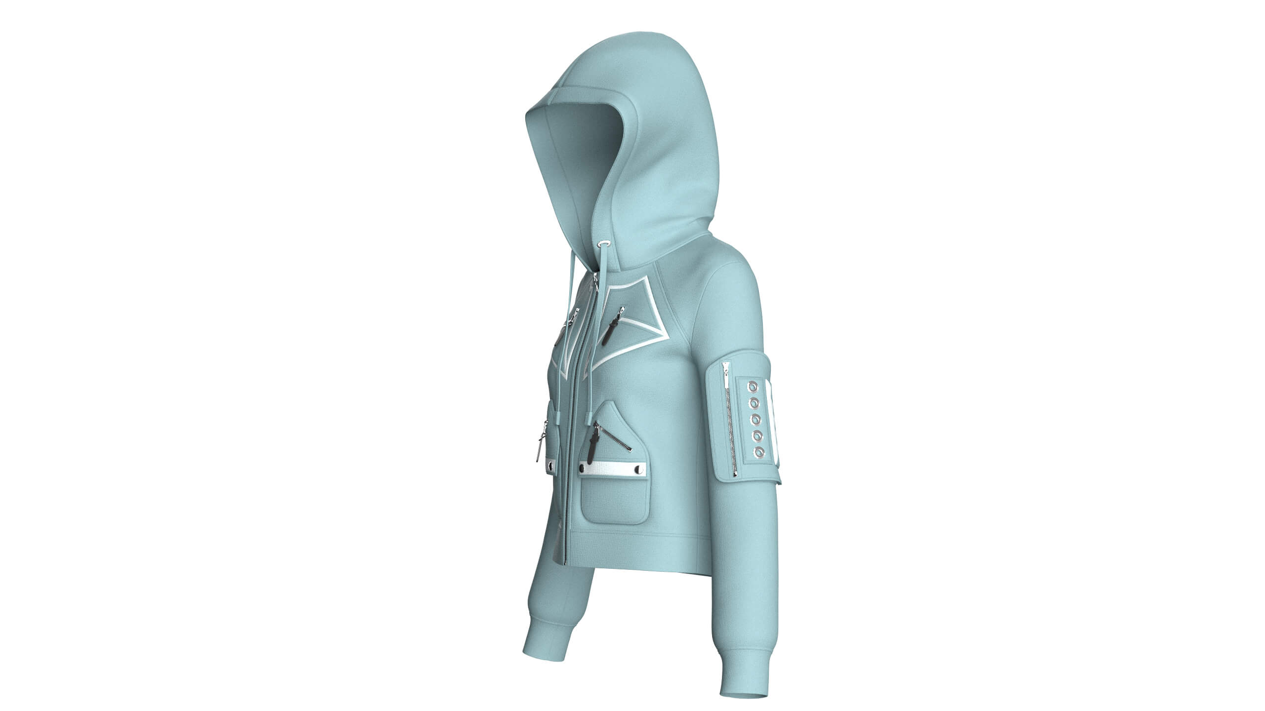 Girls Hooded Full-Zip Tactical Jacket 3D Model