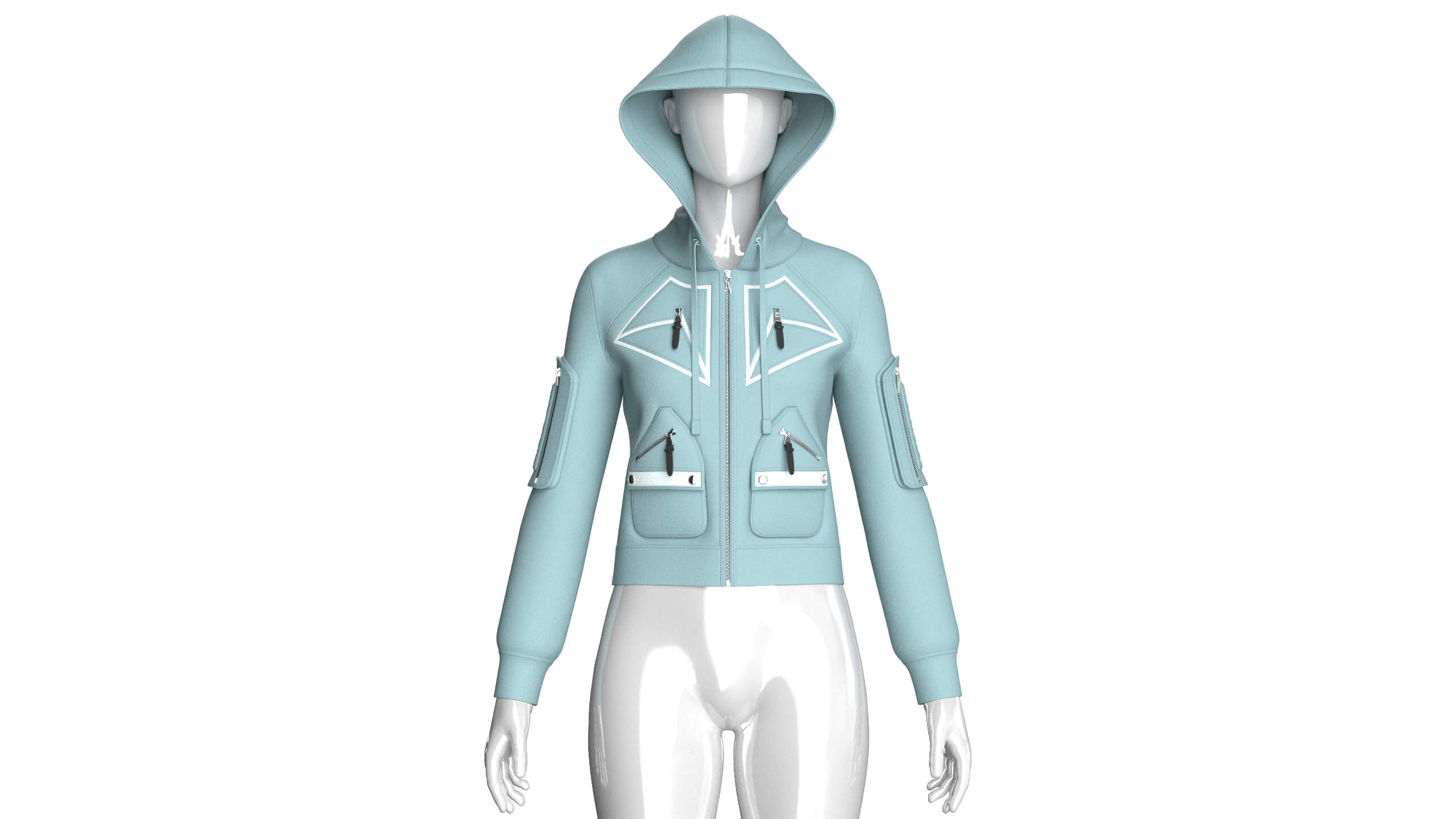 Girls Hooded Full-Zip Tactical Jacket 3D Model