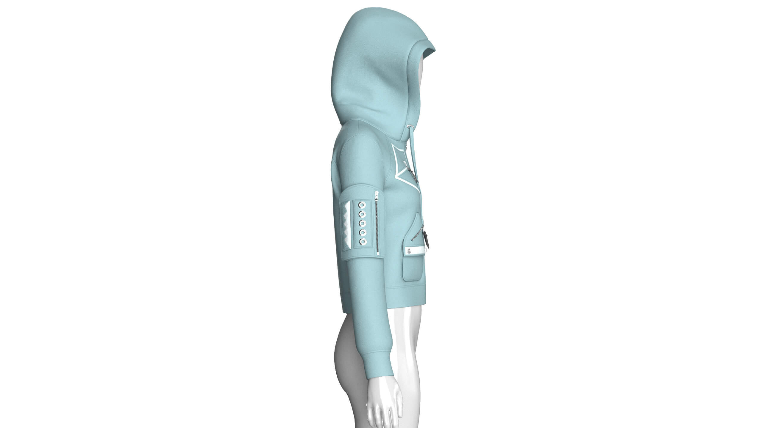 Girls Hooded Full-Zip Tactical Jacket 3D Model