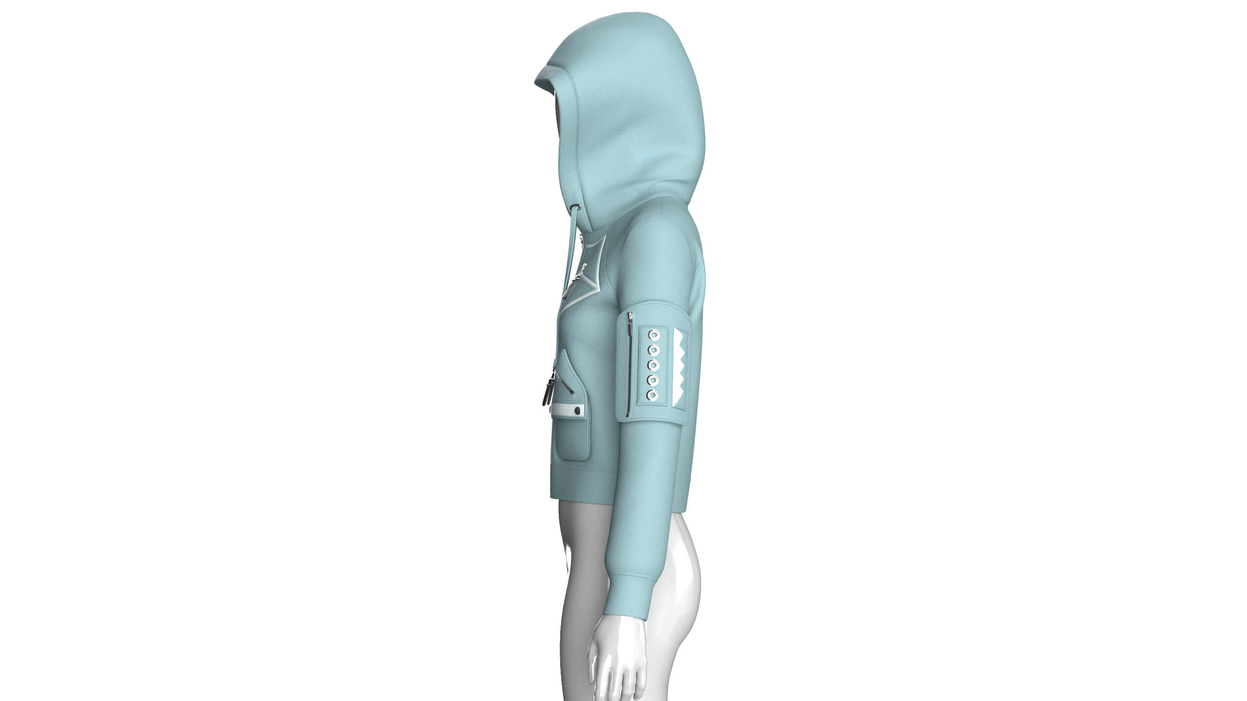Girls Hooded Full-Zip Tactical Jacket 3D Model