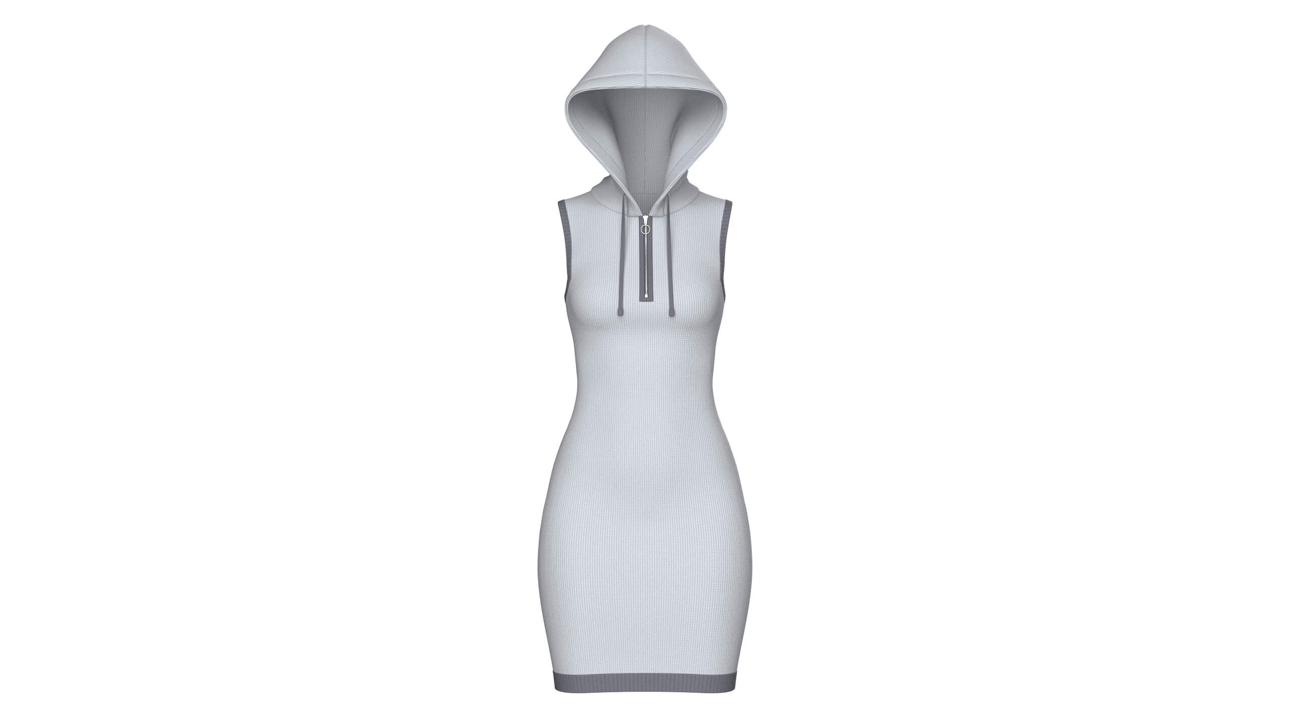 Girls Hooded Mini Dress with Back Lace-Up 3D Model