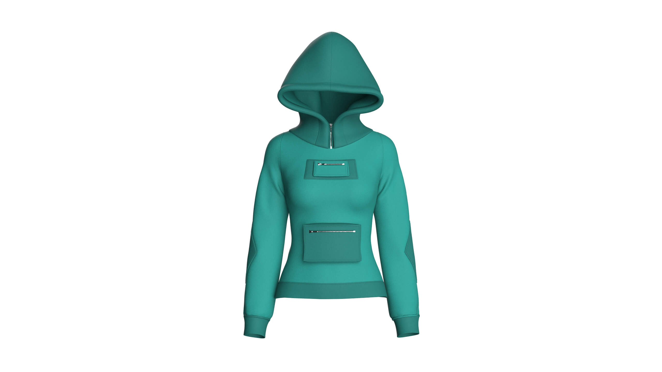 Girls Hooded Sweatshirt with Dual Zipper Pockets 3D Model