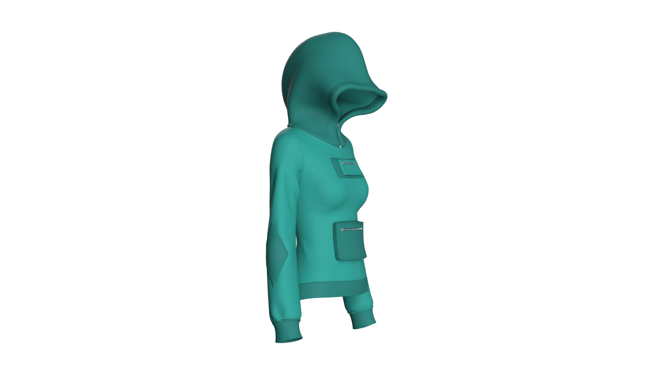 Girls Hooded Sweatshirt with Dual Zipper Pockets 3D Model