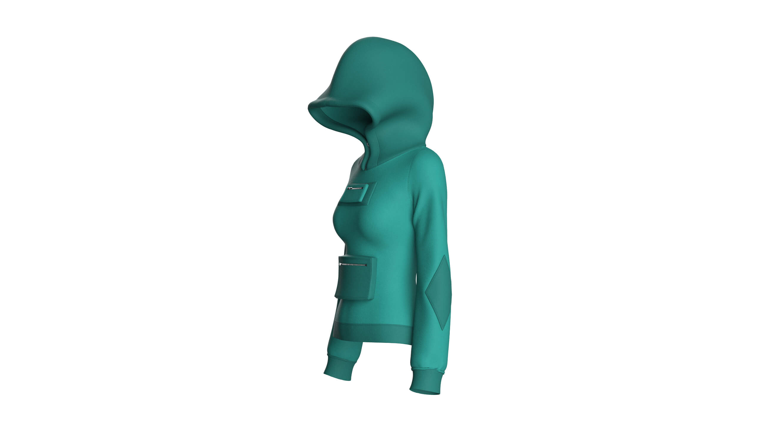 Girls Hooded Sweatshirt with Dual Zipper Pockets 3D Model