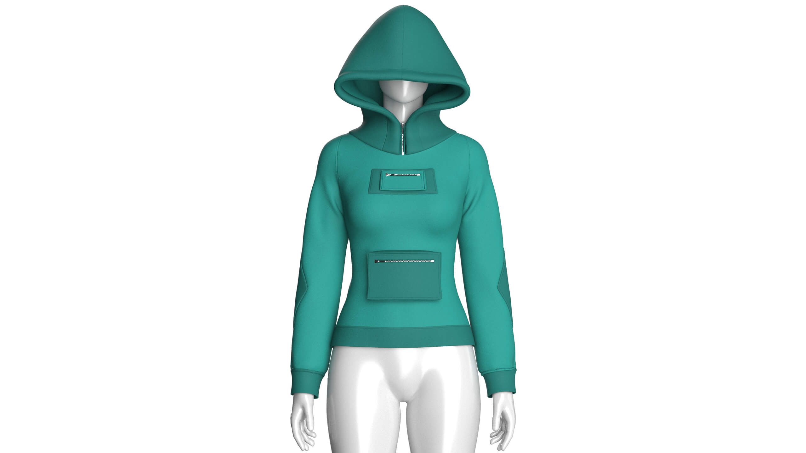 Girls Hooded Sweatshirt with Dual Zipper Pockets 3D Model