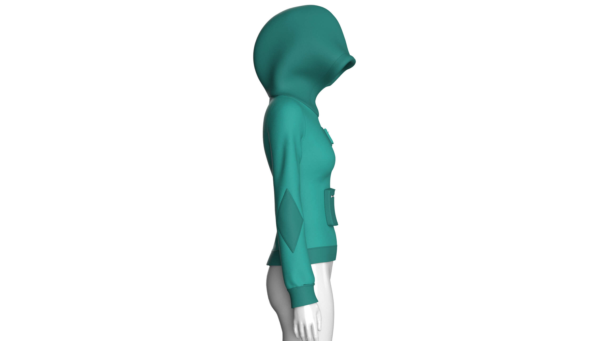 Girls Hooded Sweatshirt with Dual Zipper Pockets 3D Model