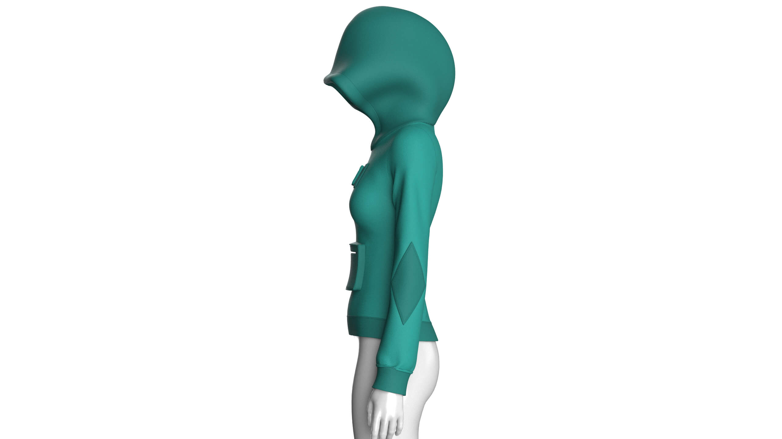 Girls Hooded Sweatshirt with Dual Zipper Pockets 3D Model
