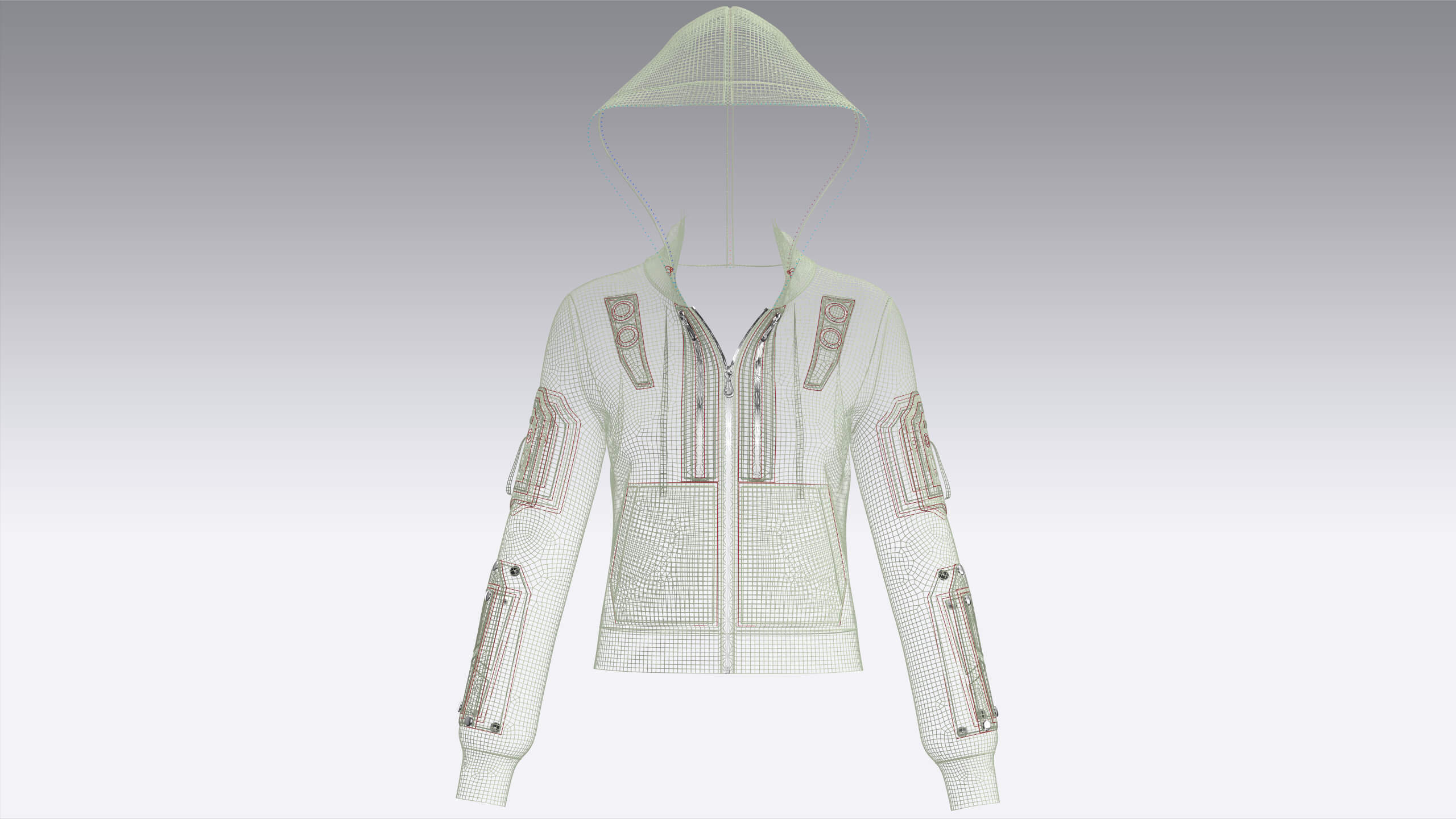 Girls Hooded Tactical Jacket with Pocket 3D Model