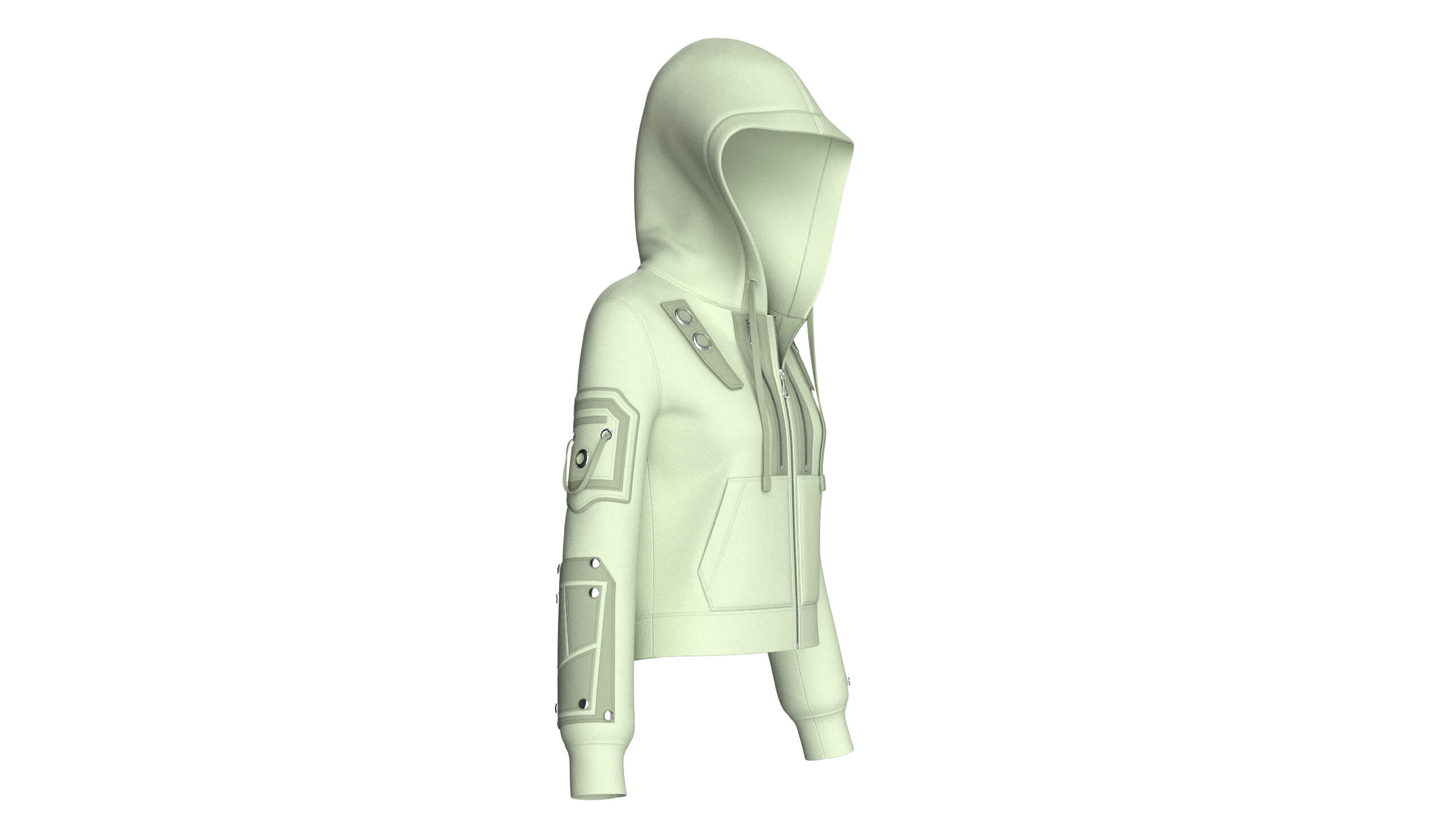 Girls Hooded Tactical Jacket with Pocket 3D Model