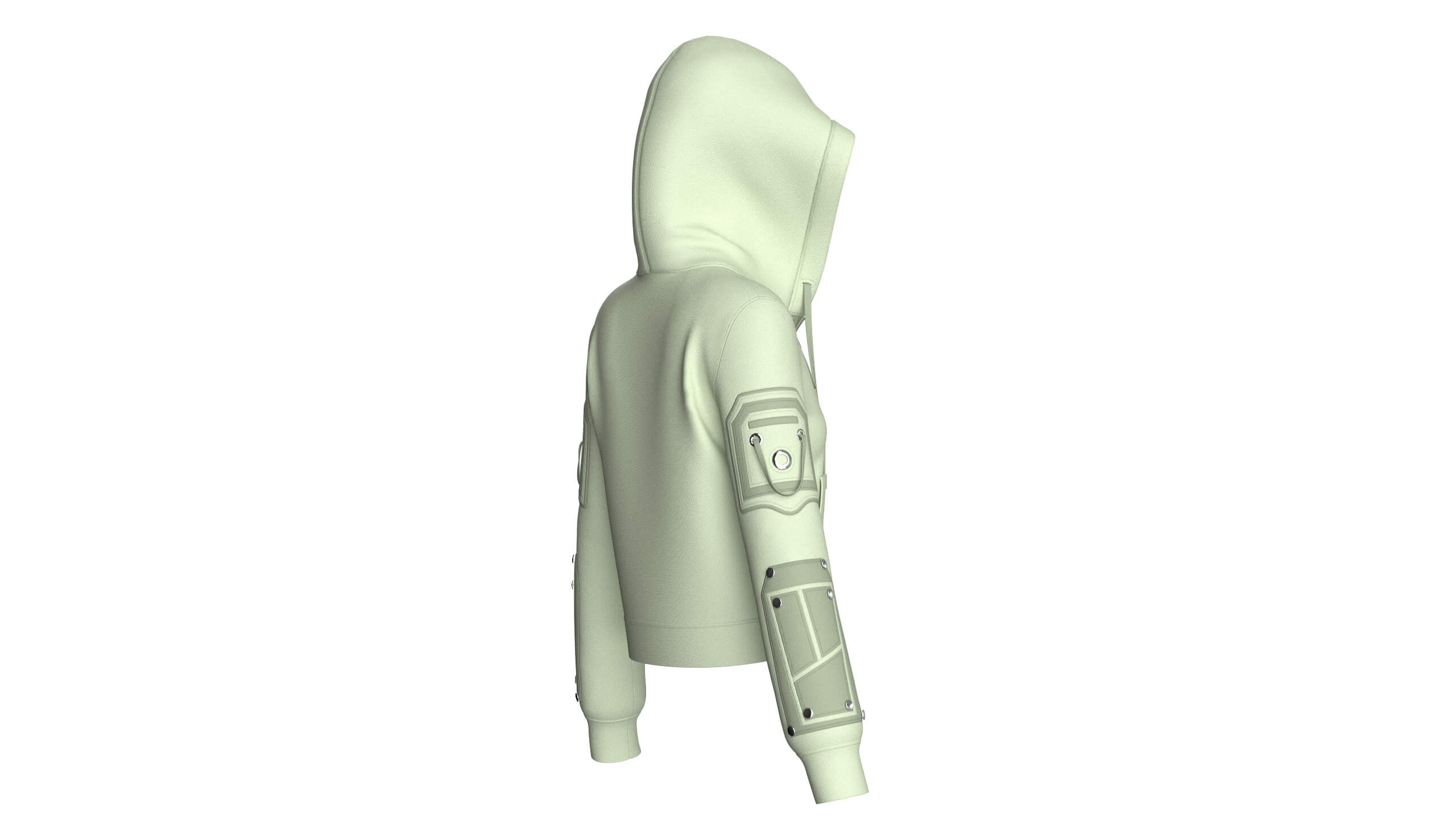 Girls Hooded Tactical Jacket with Pocket 3D Model