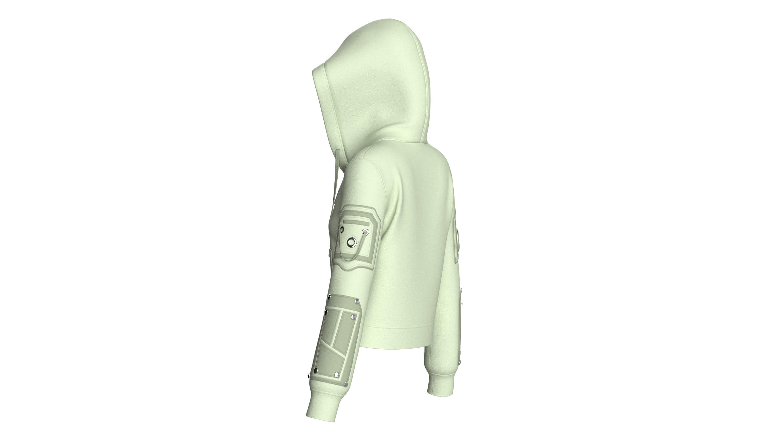 Girls Hooded Tactical Jacket with Pocket 3D Model