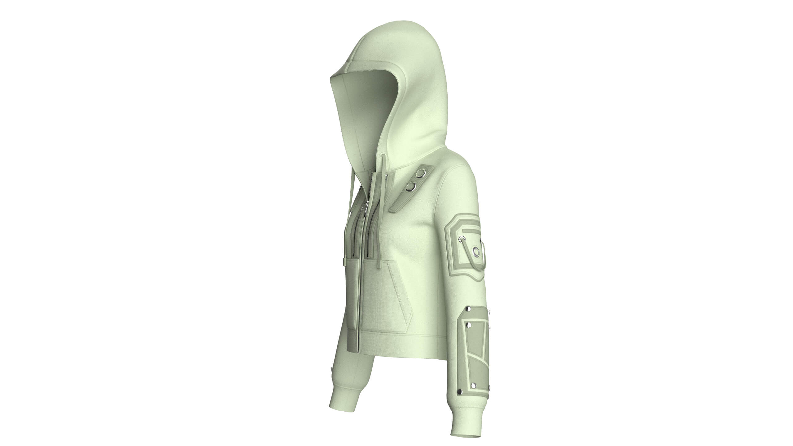 Girls Hooded Tactical Jacket with Pocket 3D Model