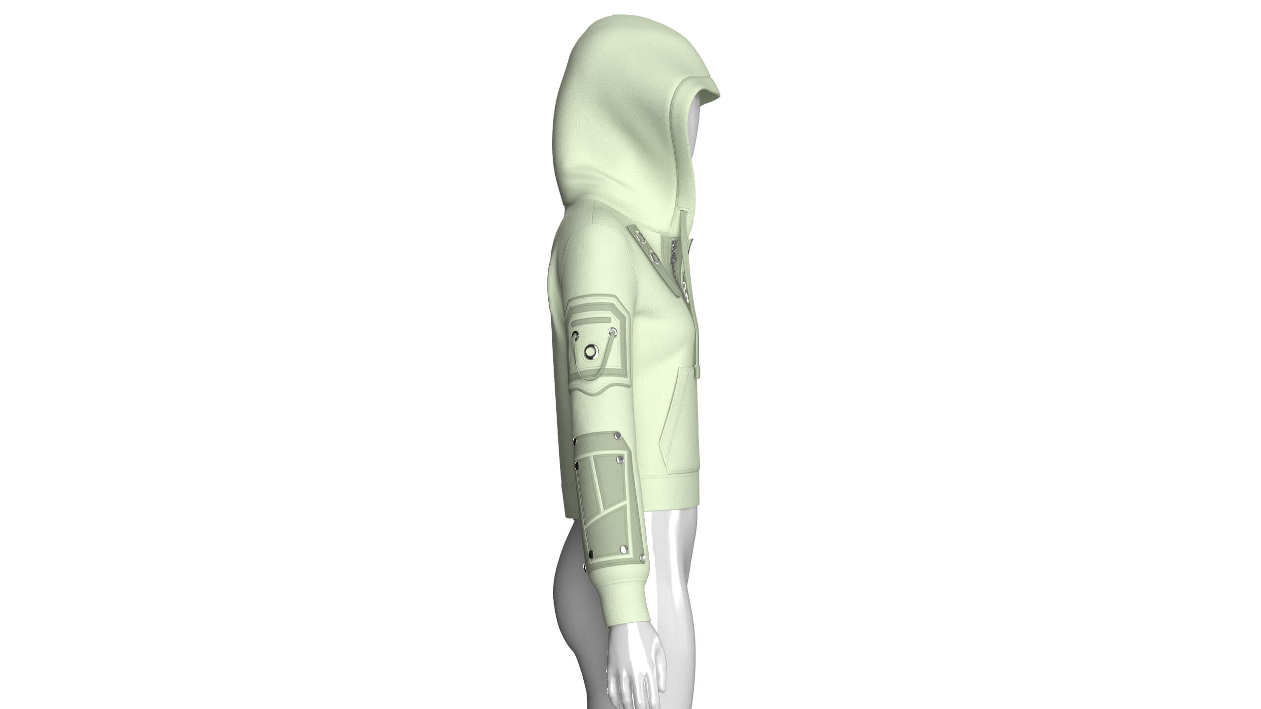 Girls Hooded Tactical Jacket with Pocket 3D Model