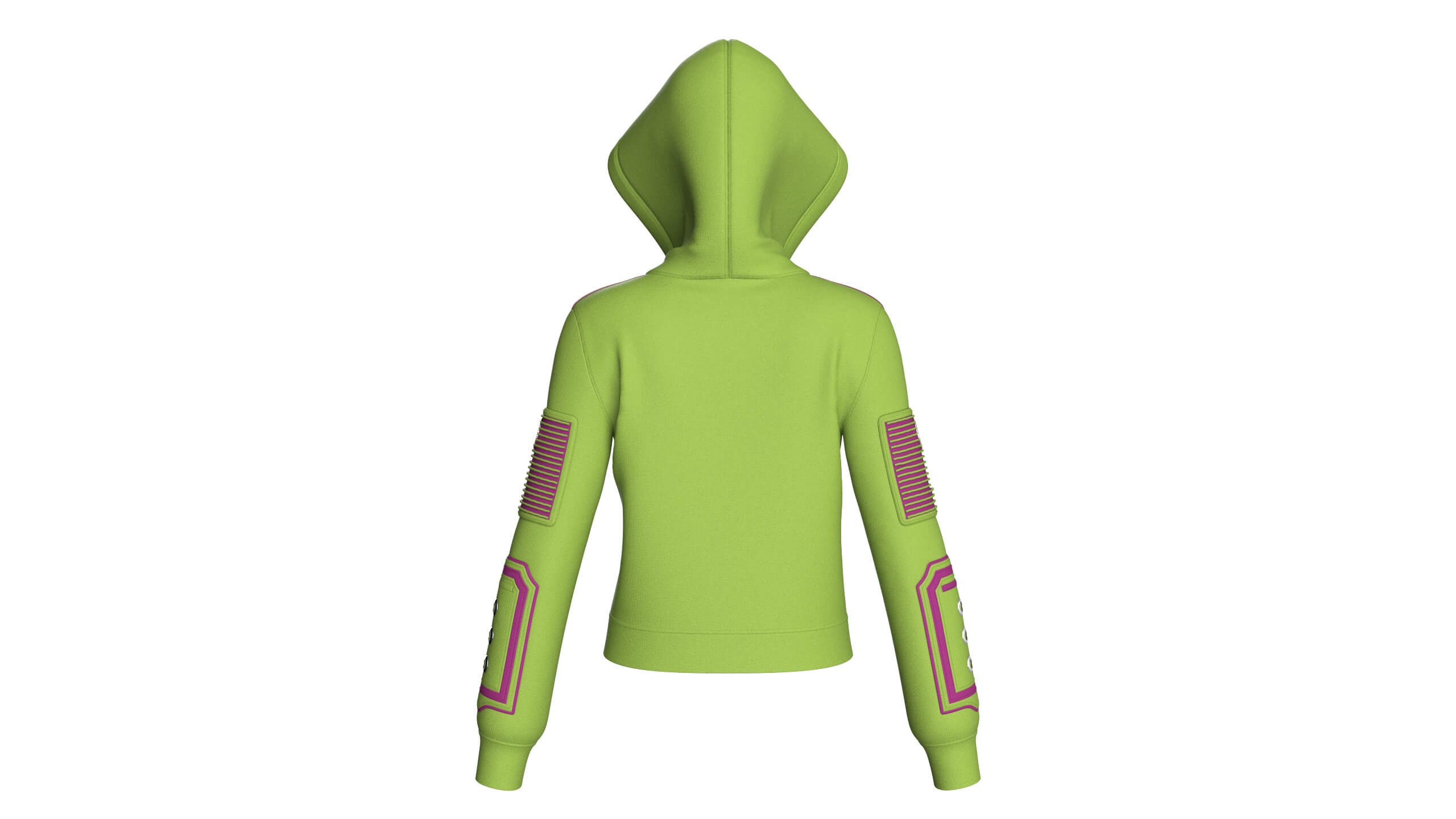 Girls Hooded Zip Jacket With Sleeve Pocket 3D Model