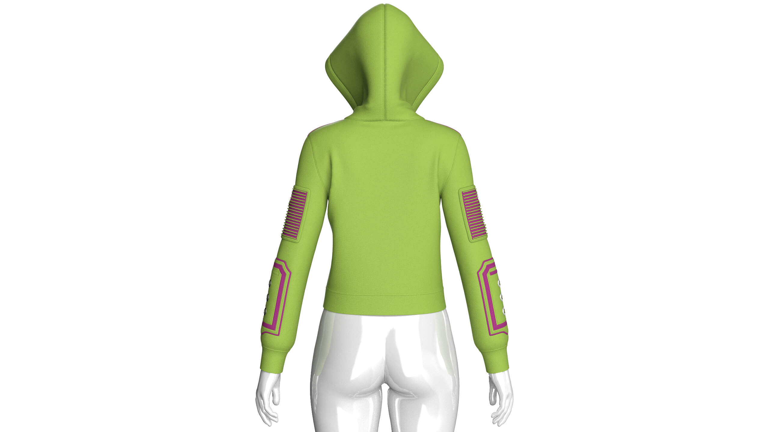 Girls Hooded Zip Jacket With Sleeve Pocket 3D Model