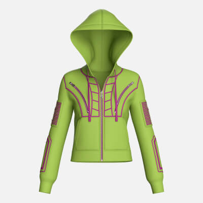 Girls Hooded Zip Jacket With Sleeve Pocket