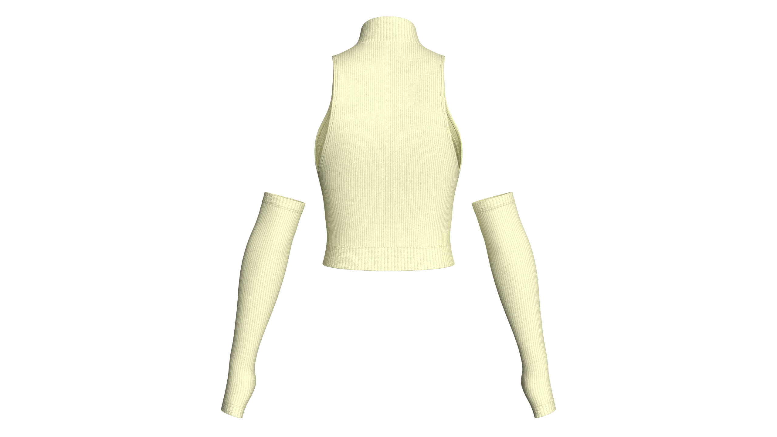 Girls Keyhole Crop Top with Thumbhole Sleeves 3D Model