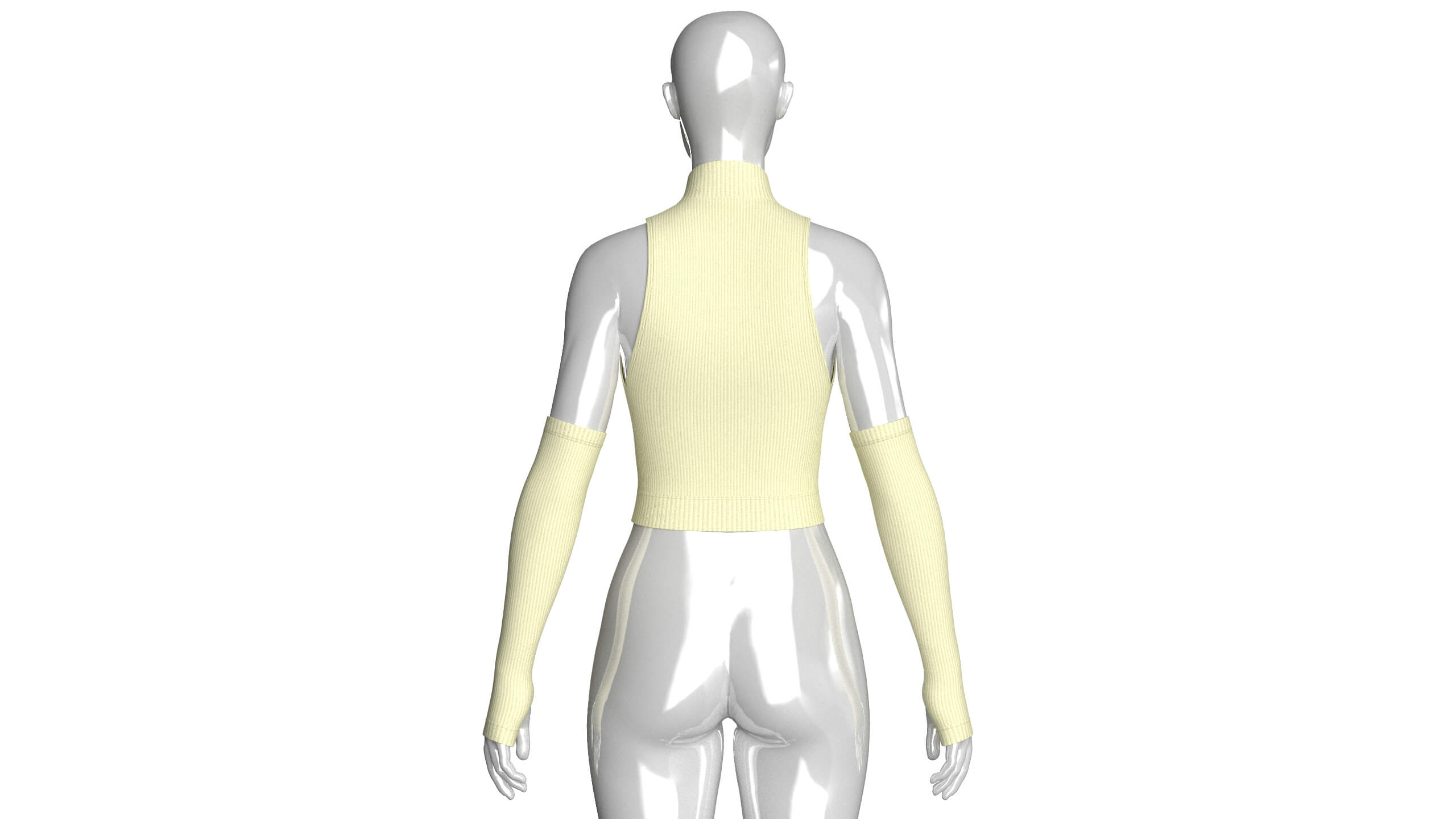 Girls Keyhole Crop Top with Thumbhole Sleeves 3D Model