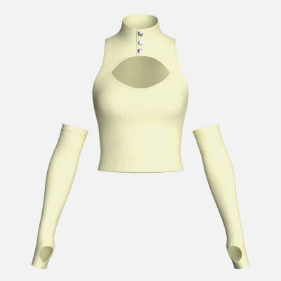 Girls Keyhole Crop Top with Thumbhole Sleeves