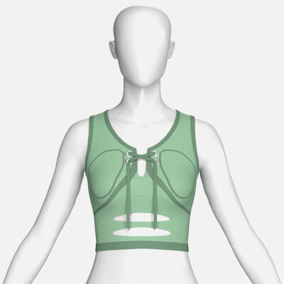 Girls Lace-Up Crop Top with Keyhole Cutout