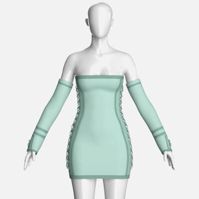 Girls Lace-Up Mini Dress with Sleeves