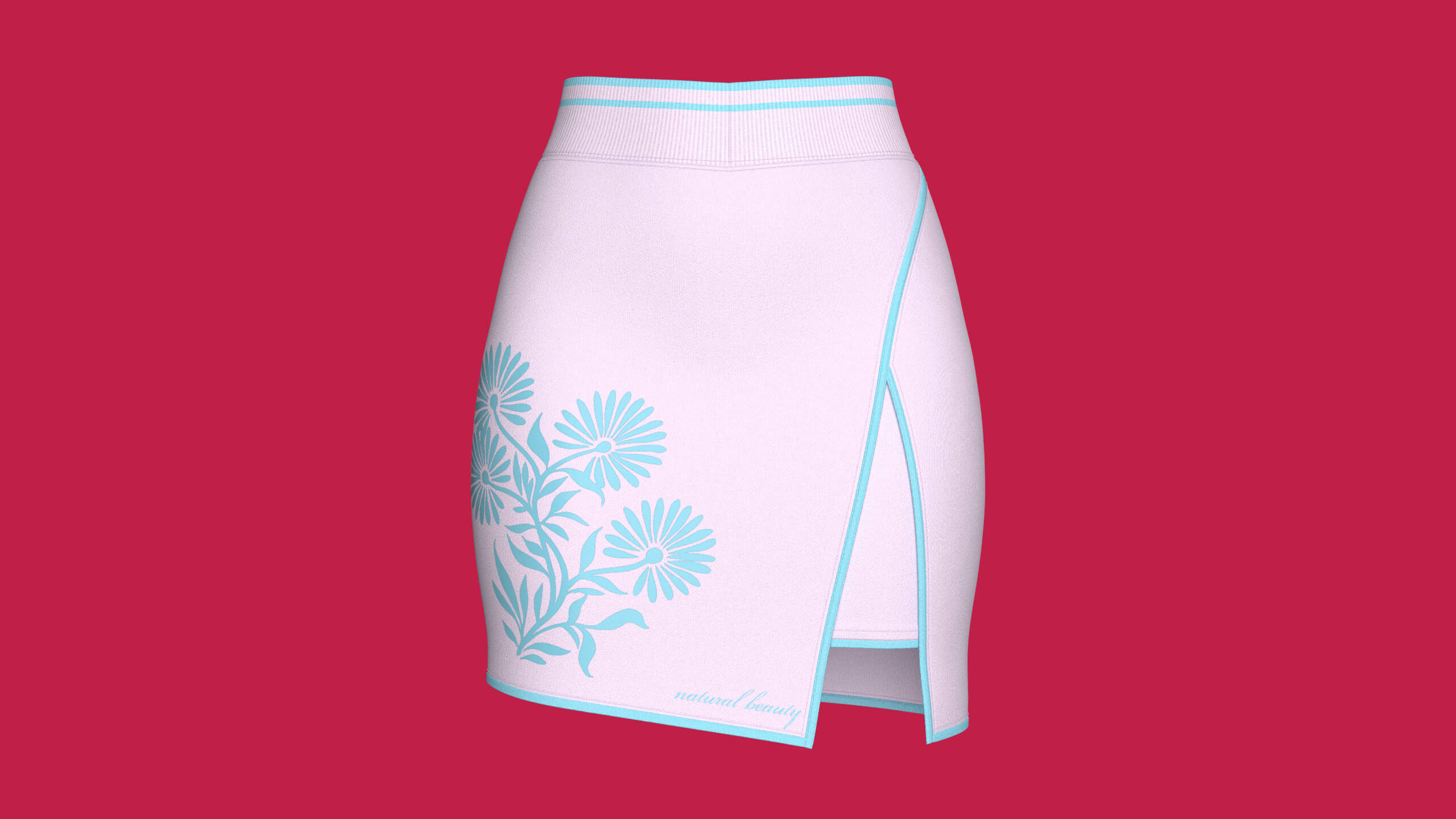 Girls Layered Mini Skirt with Floral Print 3D Model