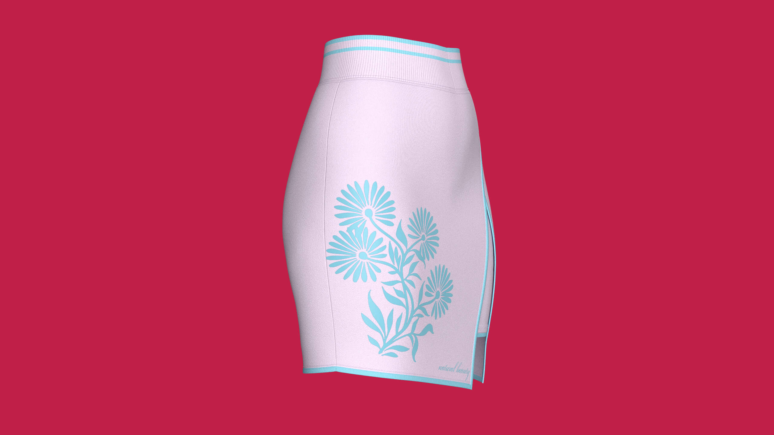 Girls Layered Mini Skirt with Floral Print 3D Model