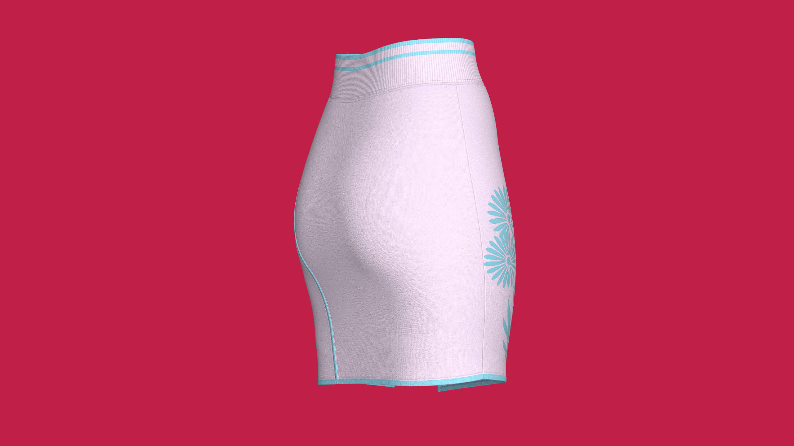 Girls Layered Mini Skirt with Floral Print 3D Model