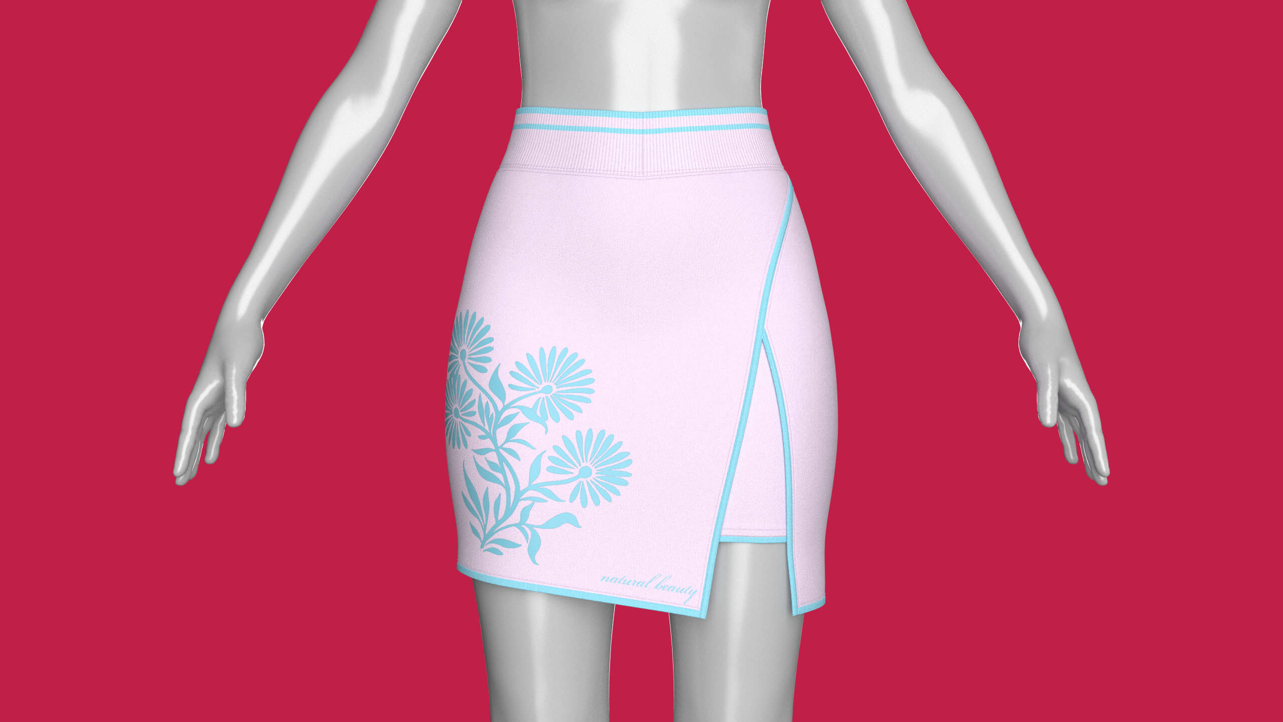 Girls Layered Mini Skirt with Floral Print 3D Model