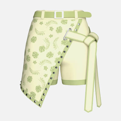 Girls Leaf Printed Wrap Shorts with Belt