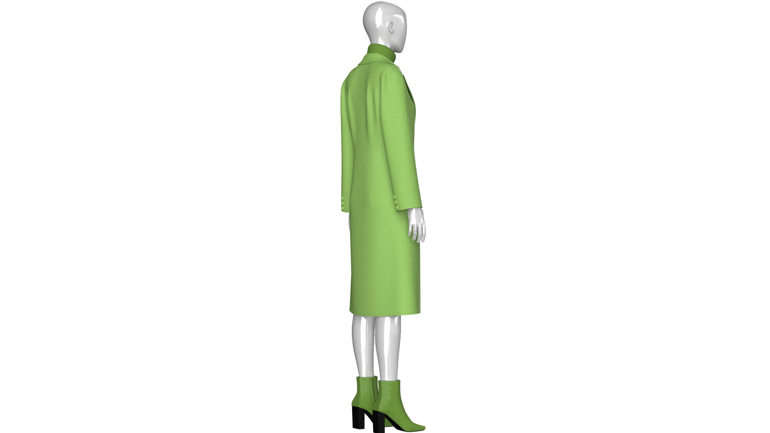 Girls Long Overcoat with Midi Sweater 3D Model