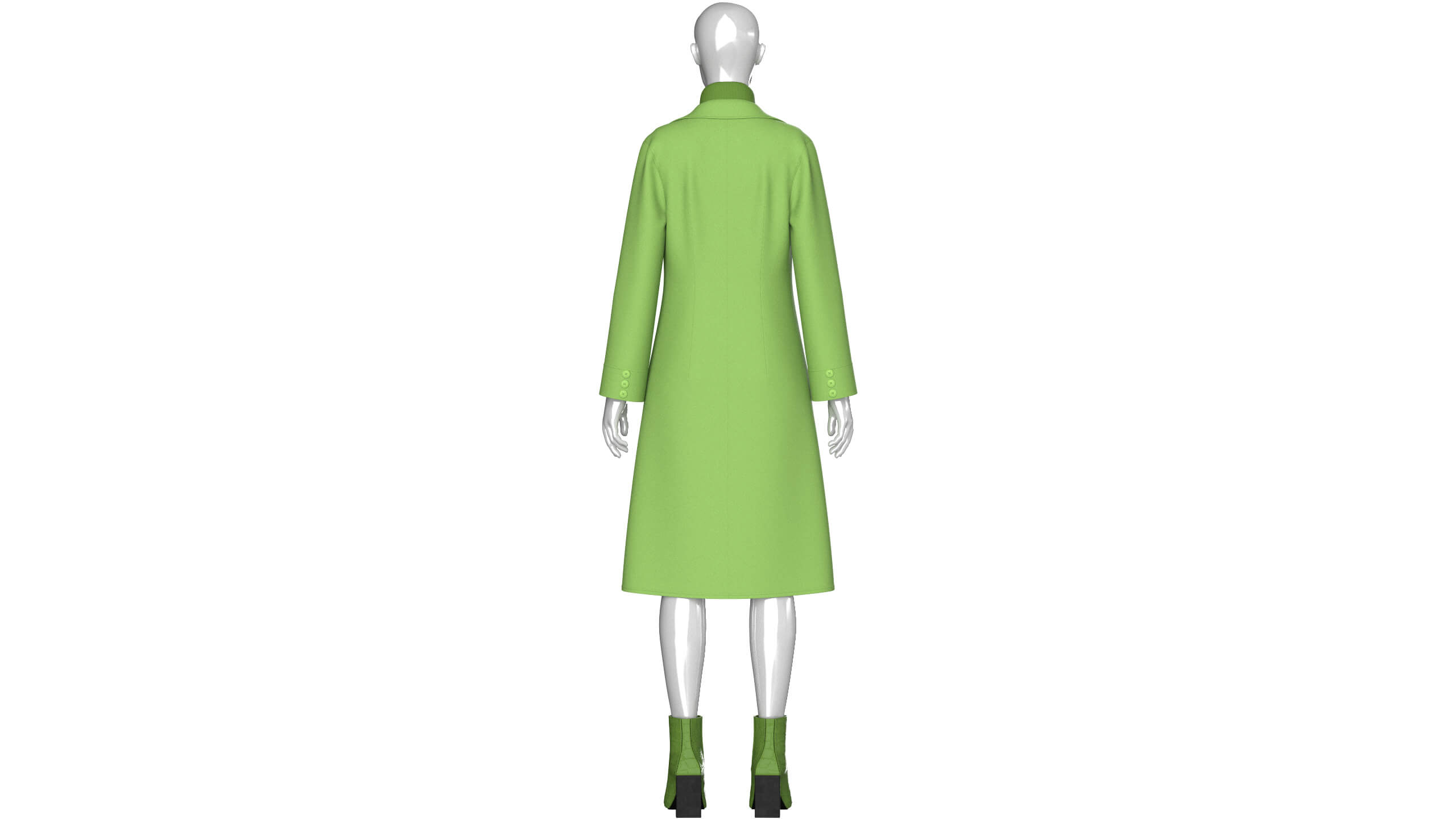Girls Long Overcoat with Midi Sweater 3D Model