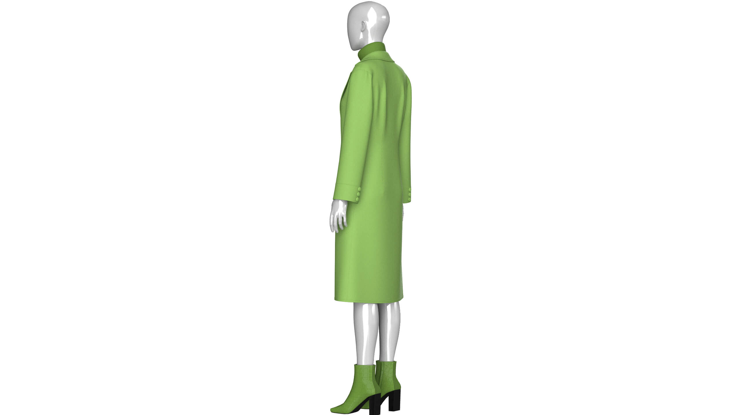 Girls Long Overcoat with Midi Sweater 3D Model