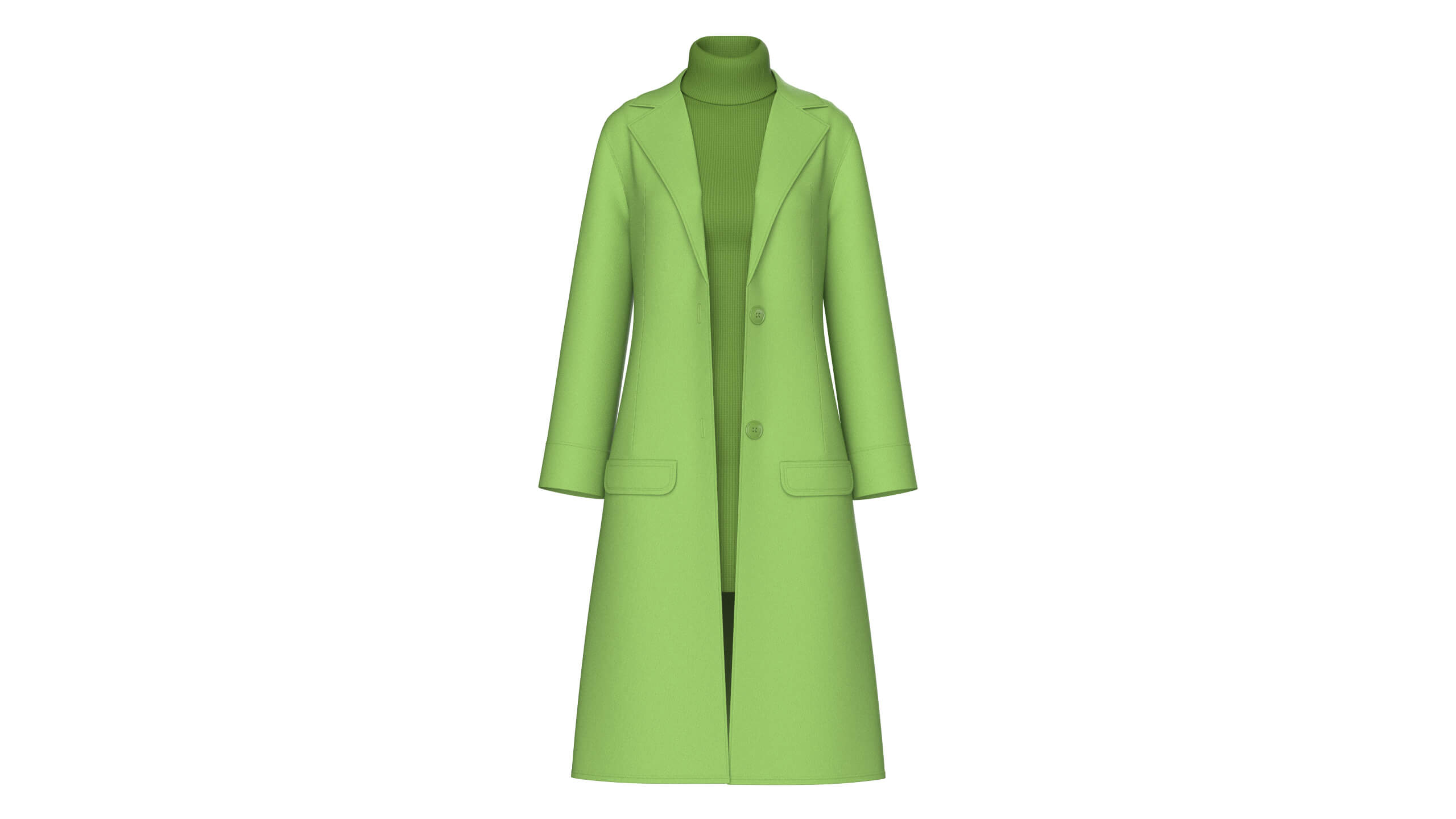 Girls Long Overcoat with Midi Sweater 3D Model