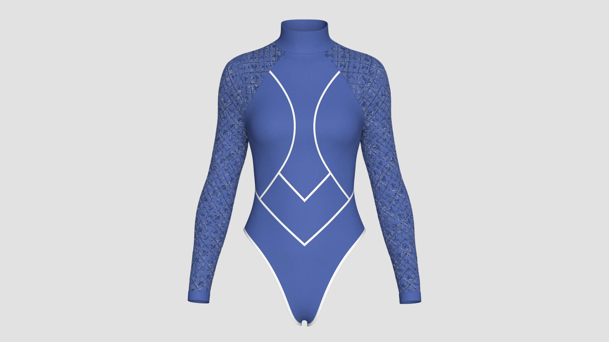 Girls Long Sleeve Bodysuit with Mesh 3D Model