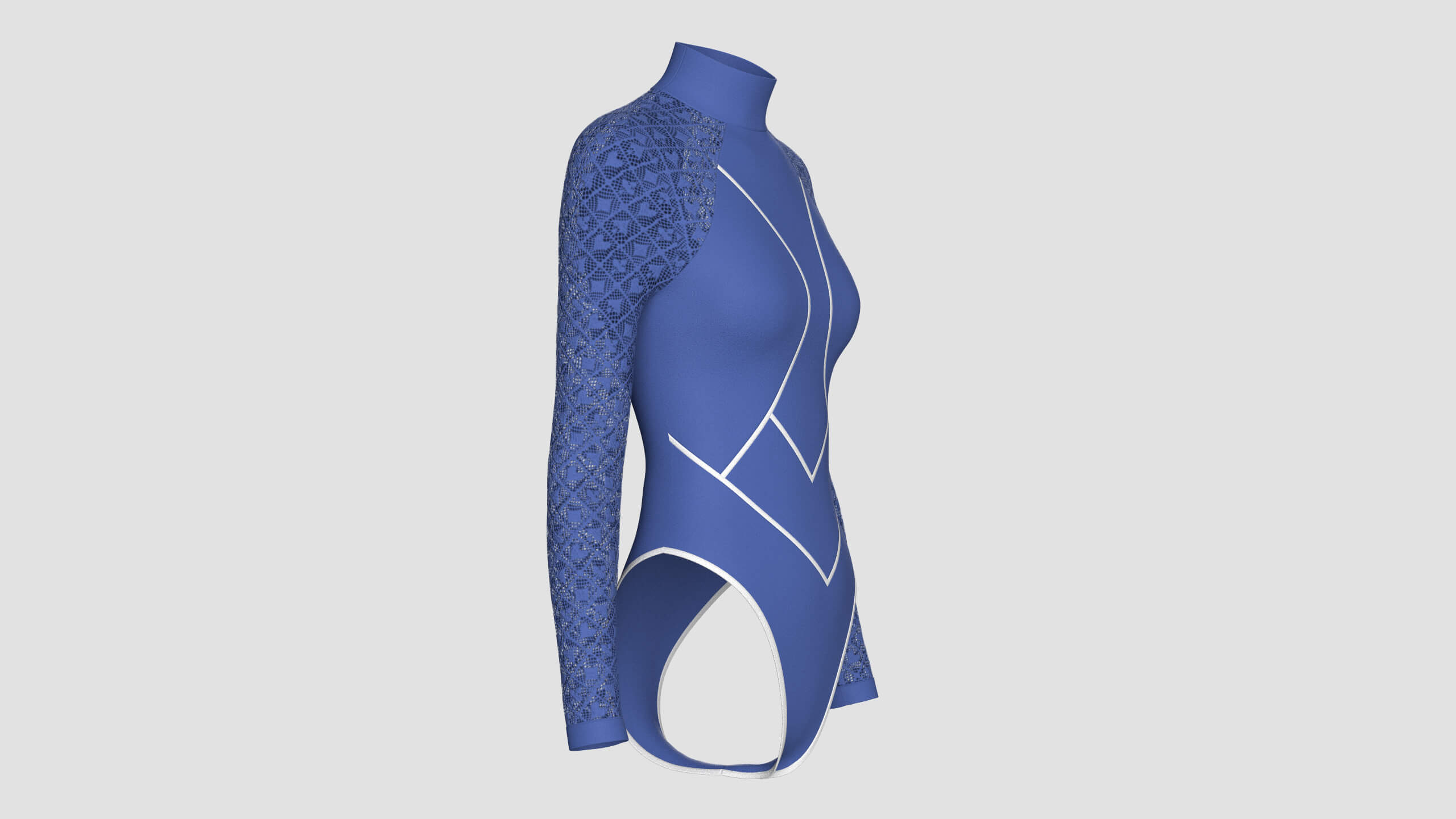 Girls Long Sleeve Bodysuit with Mesh 3D Model