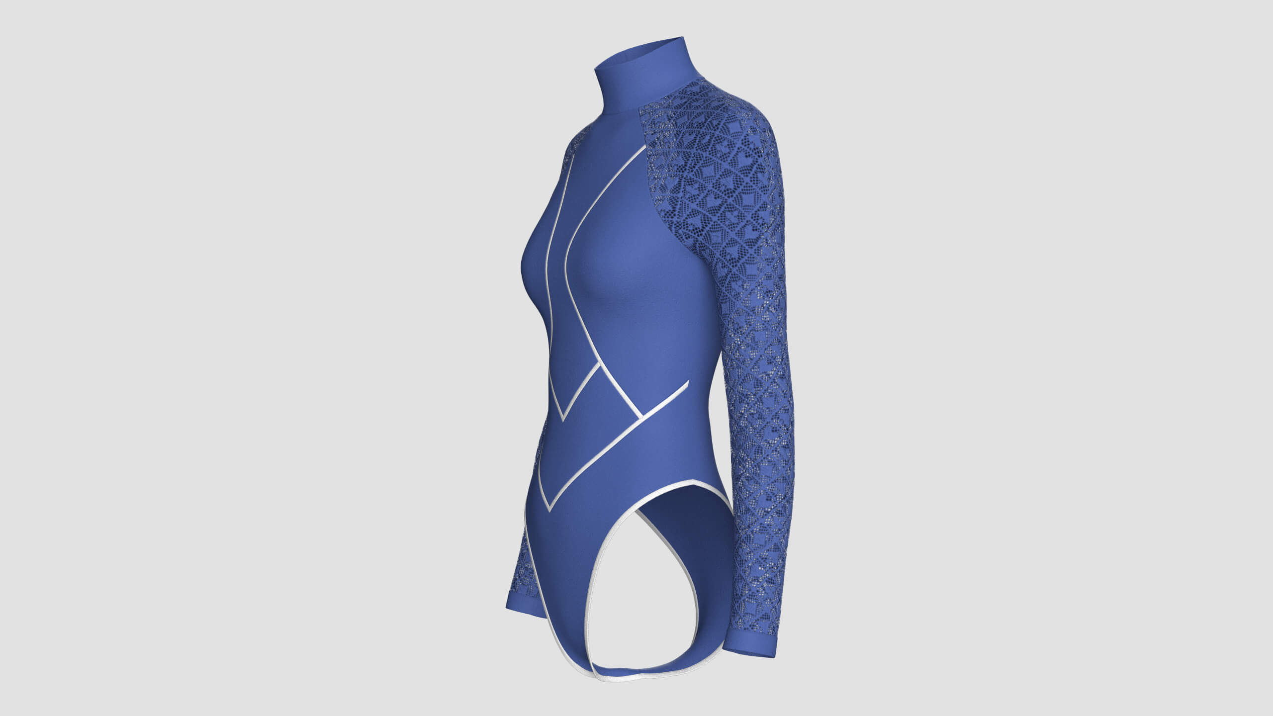 Girls Long Sleeve Bodysuit with Mesh 3D Model