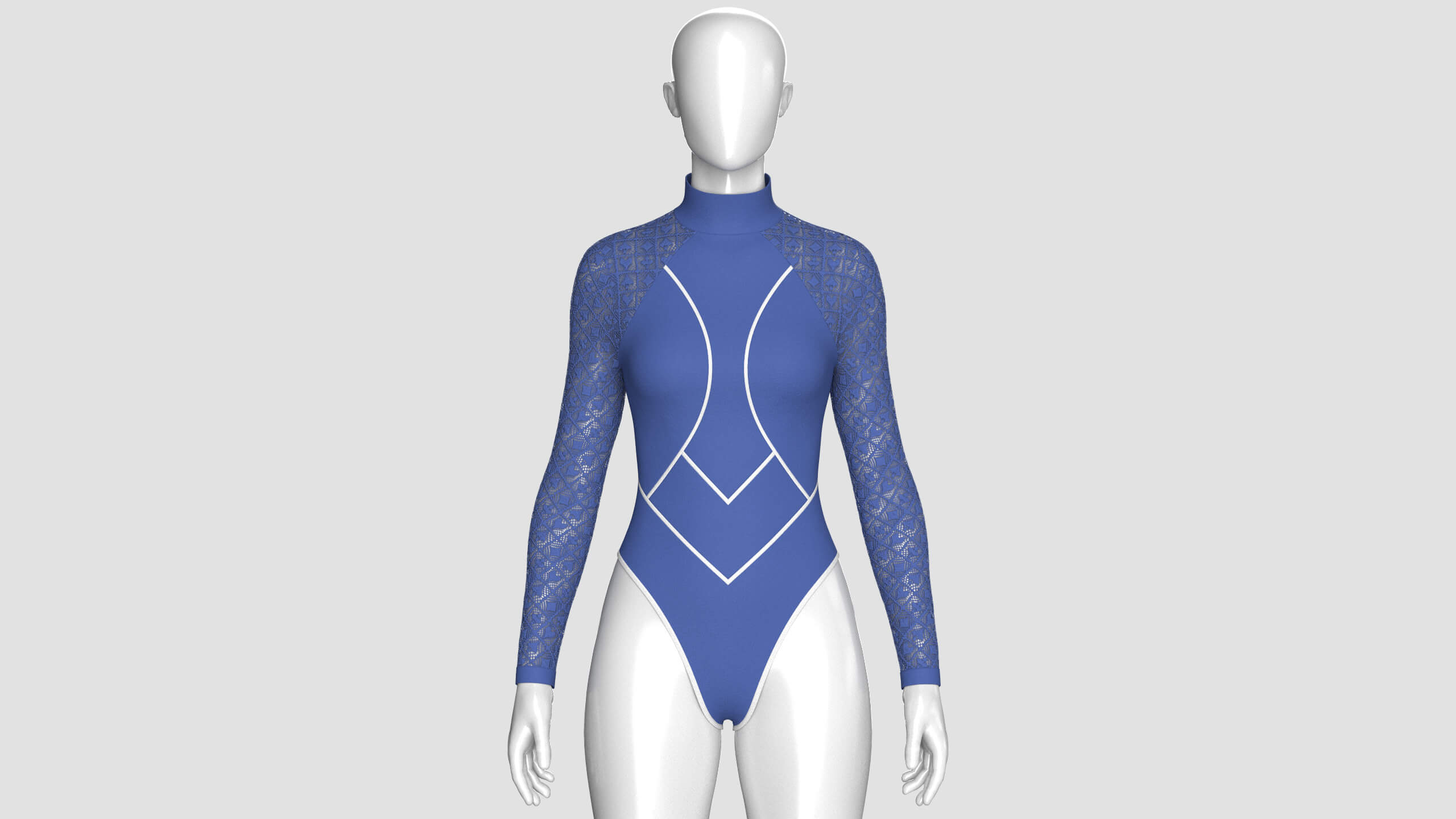 Girls Long Sleeve Bodysuit with Mesh 3D Model