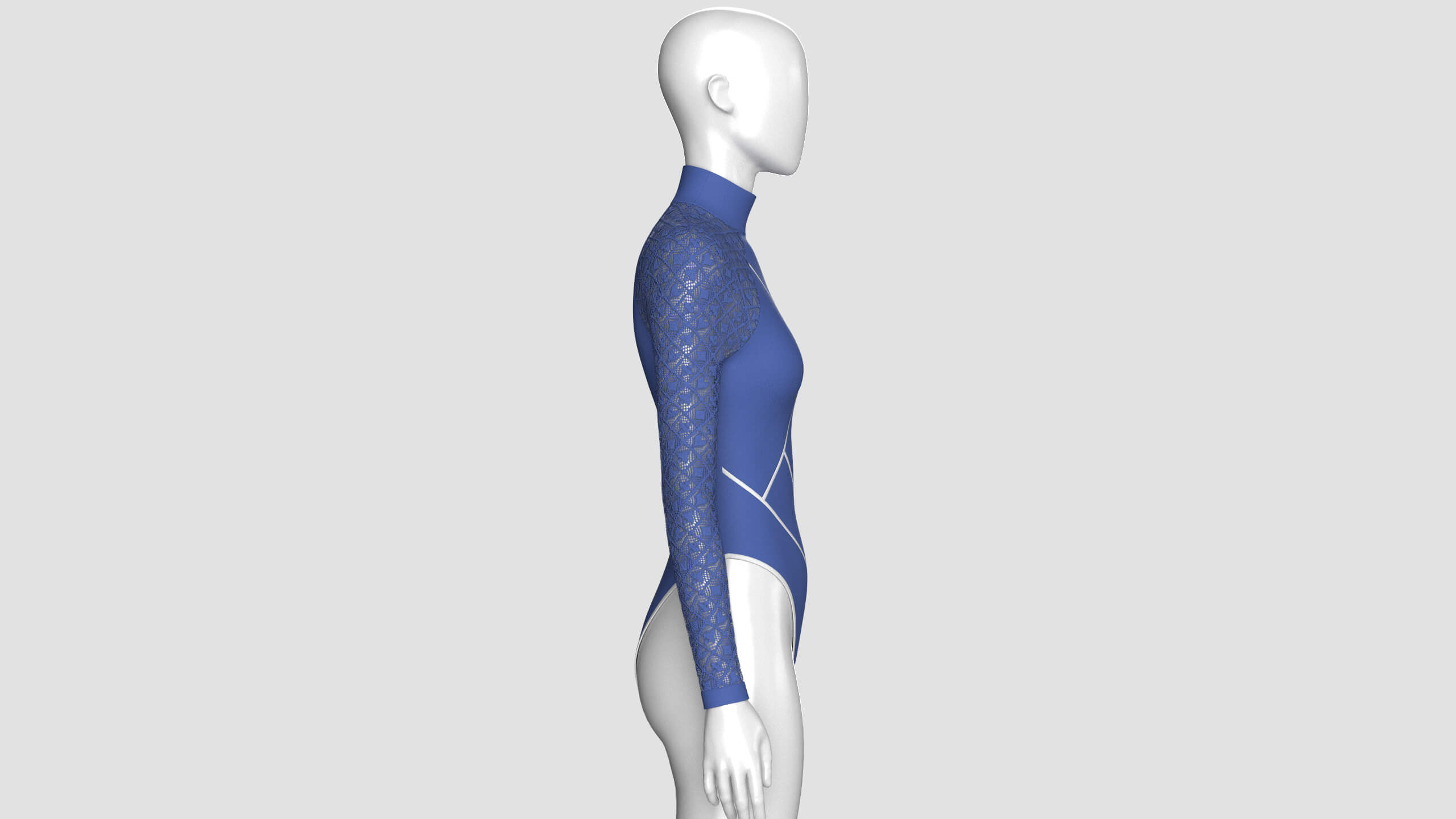 Girls Long Sleeve Bodysuit with Mesh 3D Model