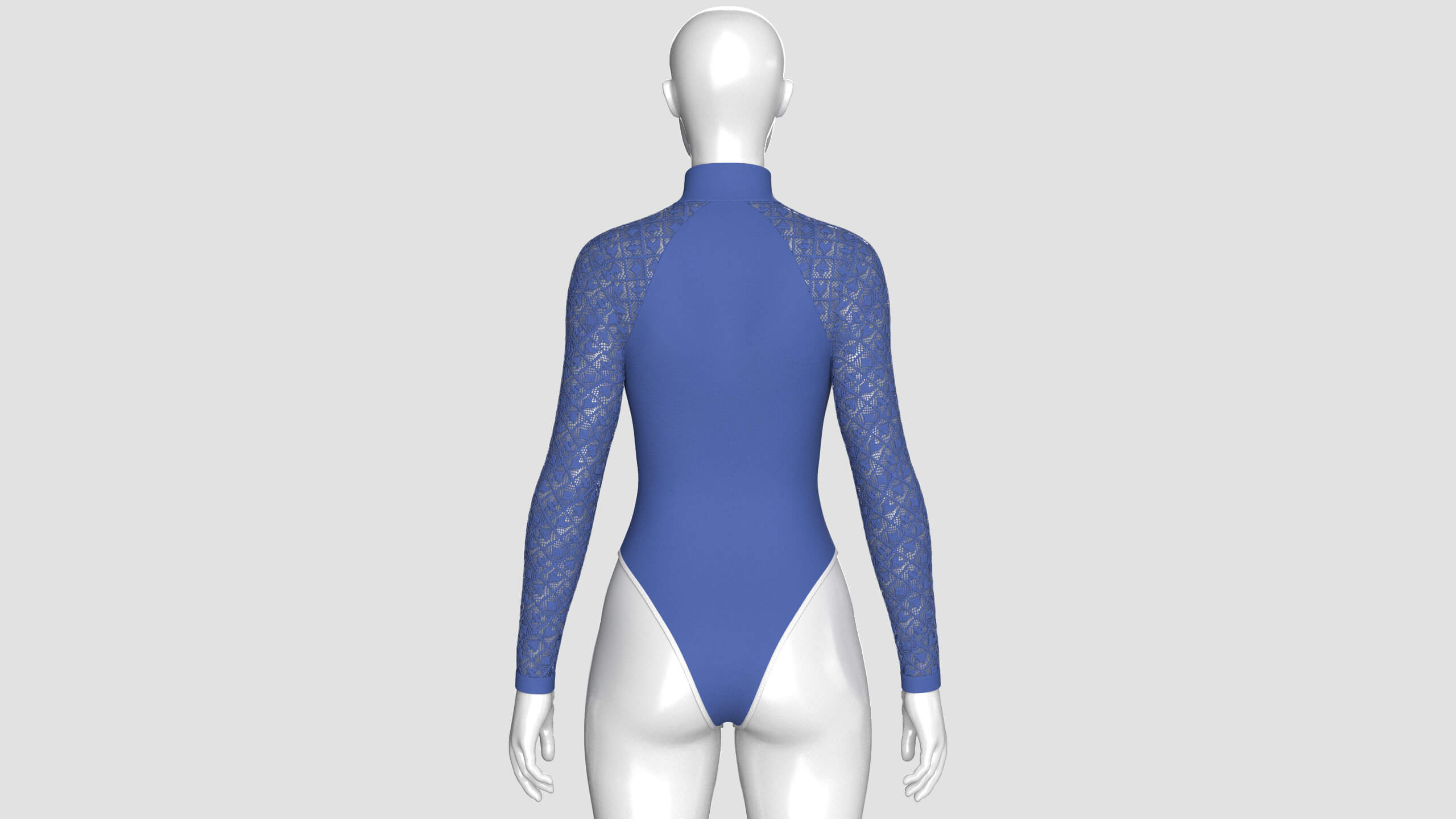 Girls Long Sleeve Bodysuit with Mesh 3D Model