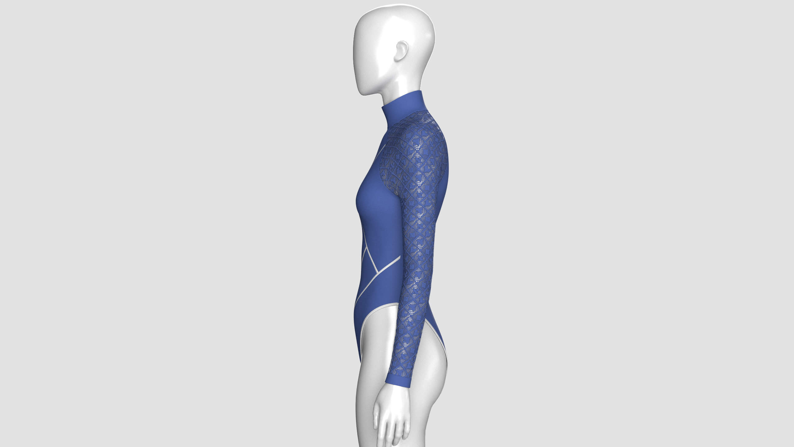 Girls Long Sleeve Bodysuit with Mesh 3D Model
