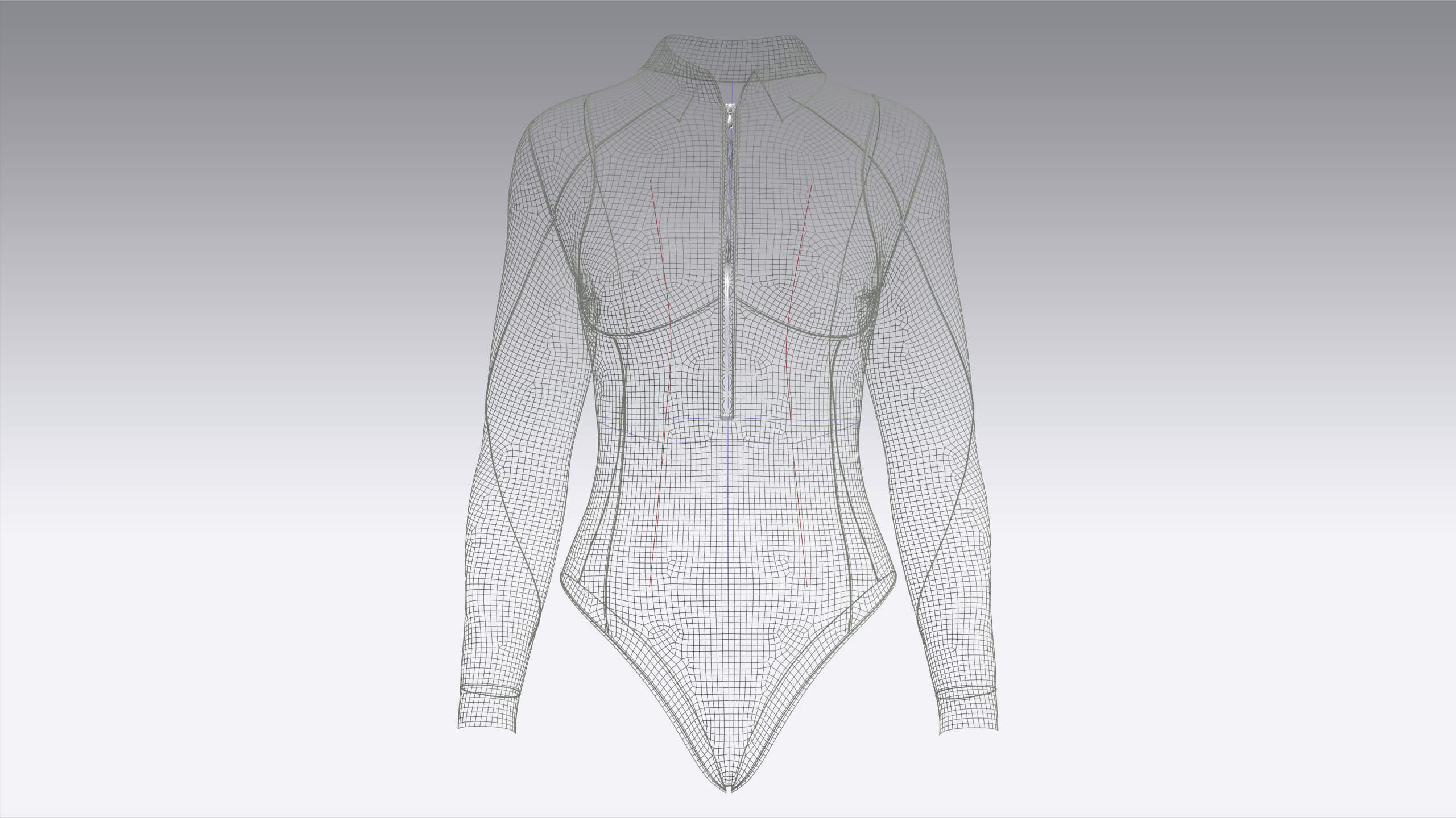 Girls Long-Sleeve Collared Bodysuit 3D Model