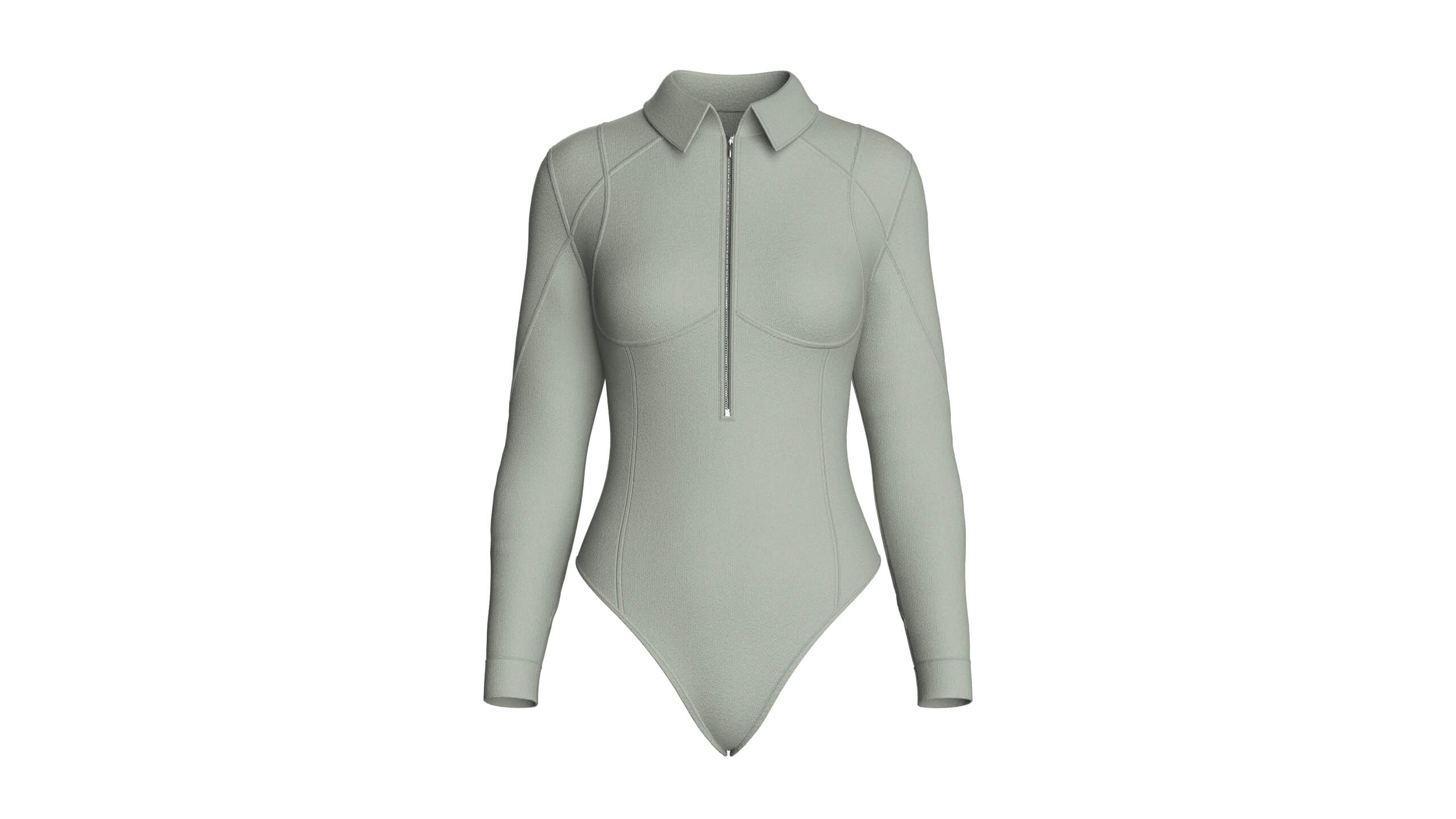 Girls Long-Sleeve Collared Bodysuit 3D Model