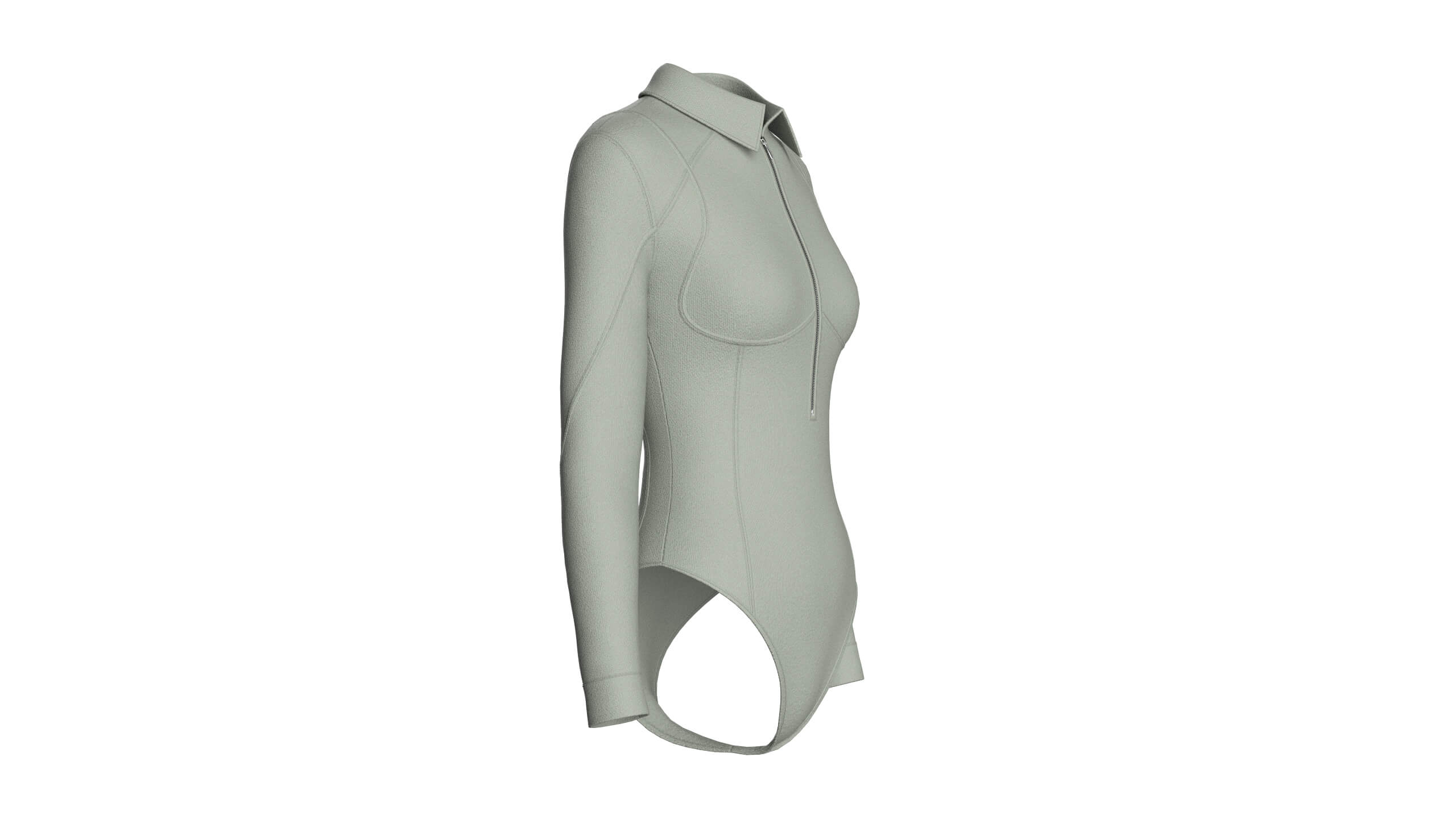 Girls Long-Sleeve Collared Bodysuit 3D Model