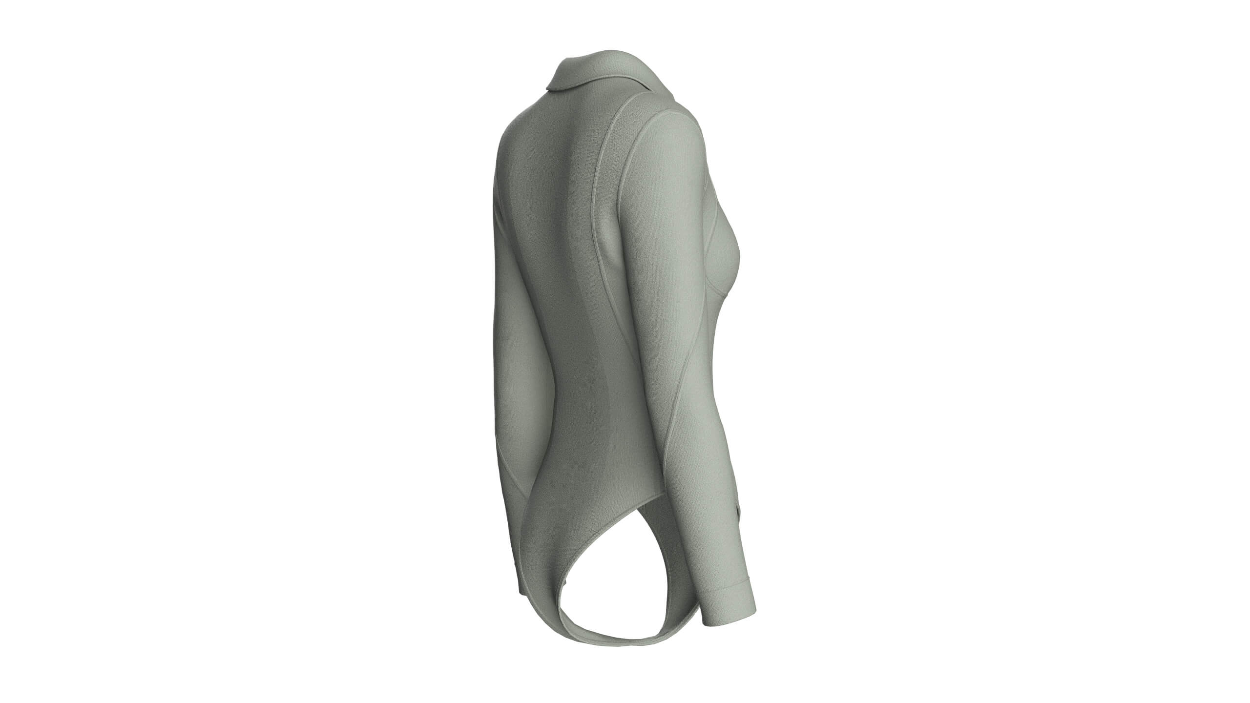 Girls Long-Sleeve Collared Bodysuit 3D Model
