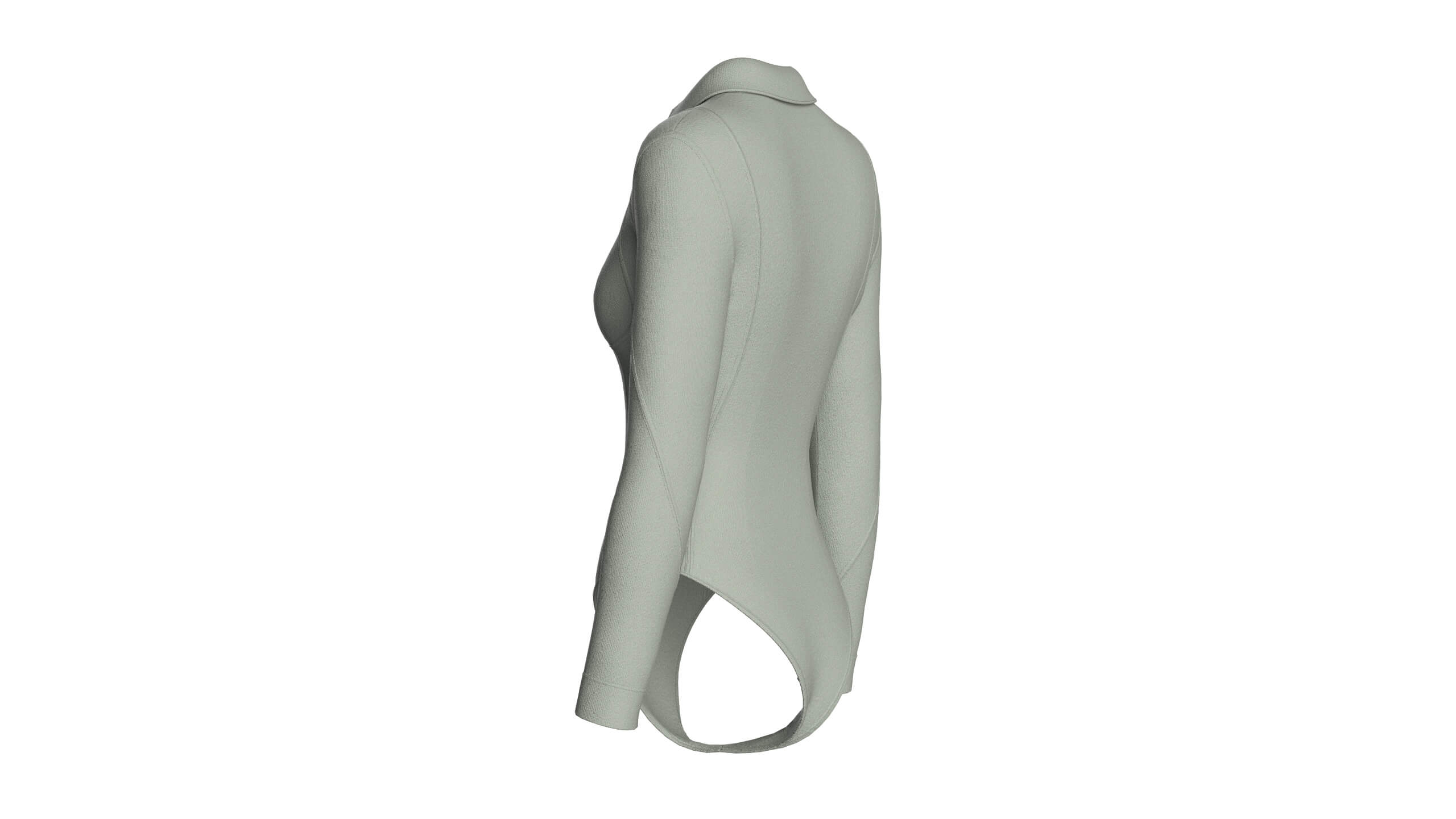 Girls Long-Sleeve Collared Bodysuit 3D Model