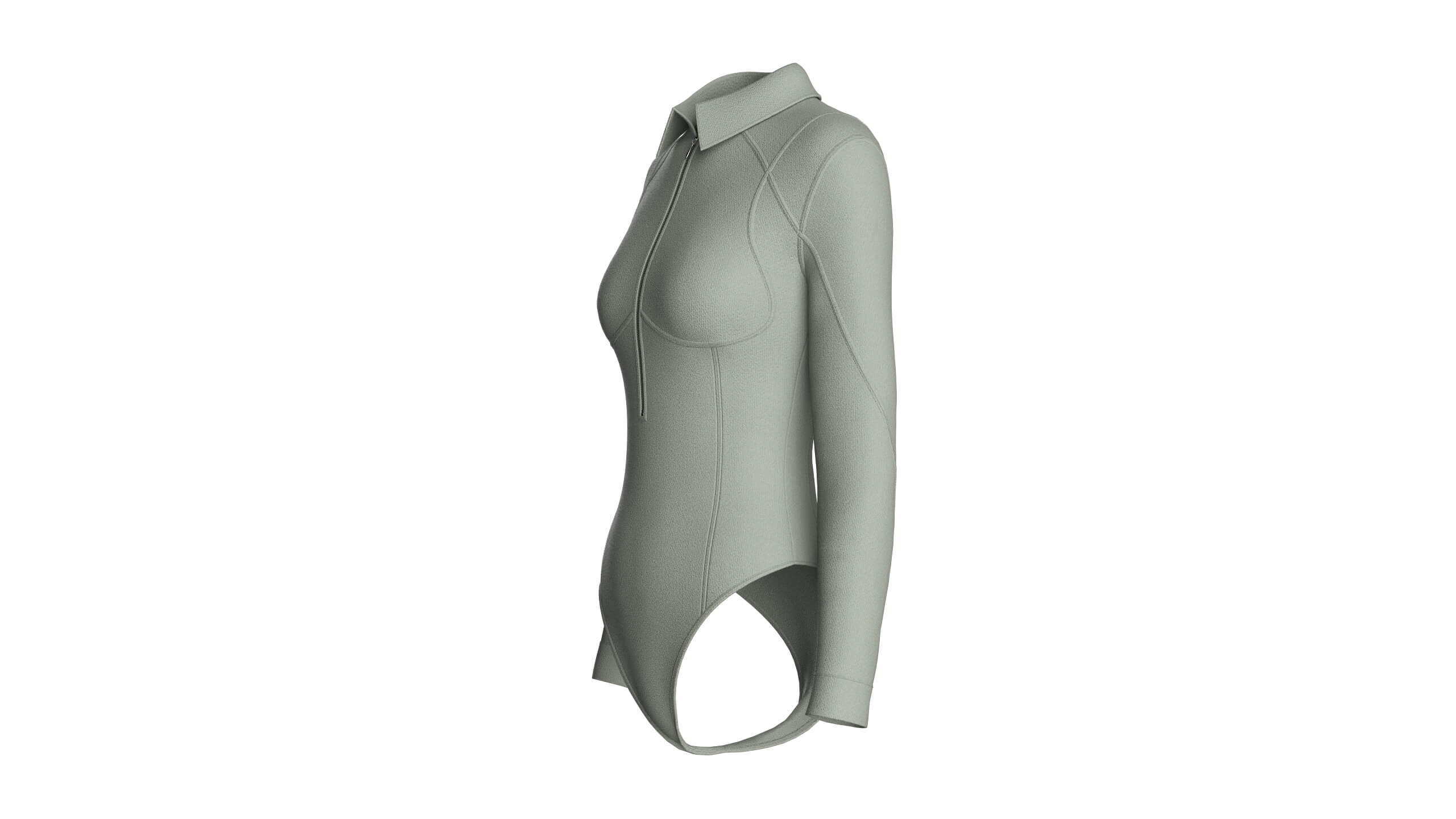 Girls Long-Sleeve Collared Bodysuit 3D Model