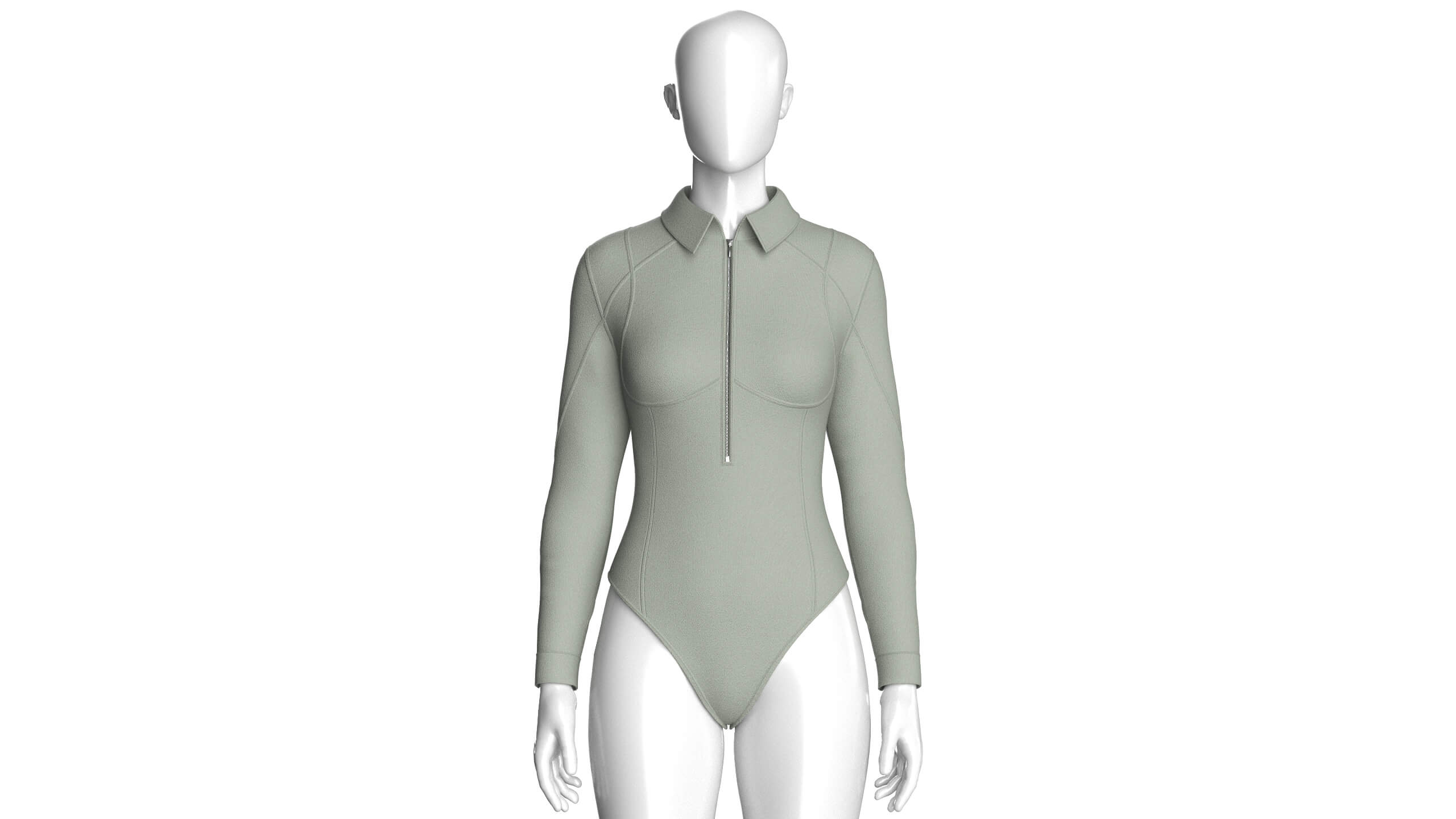 Girls Long-Sleeve Collared Bodysuit 3D Model