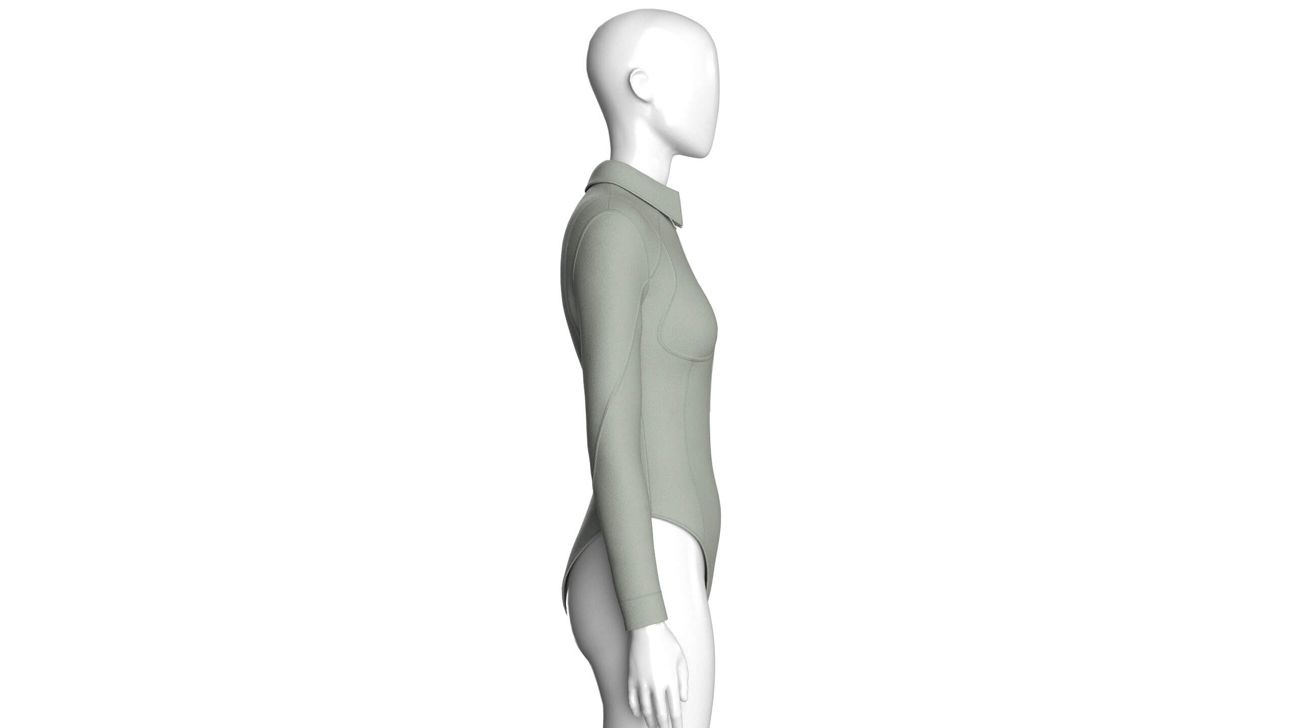 Girls Long-Sleeve Collared Bodysuit 3D Model