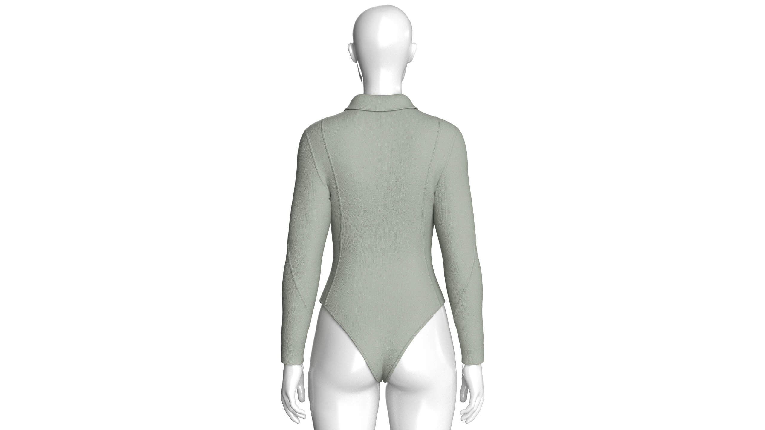 Girls Long-Sleeve Collared Bodysuit 3D Model